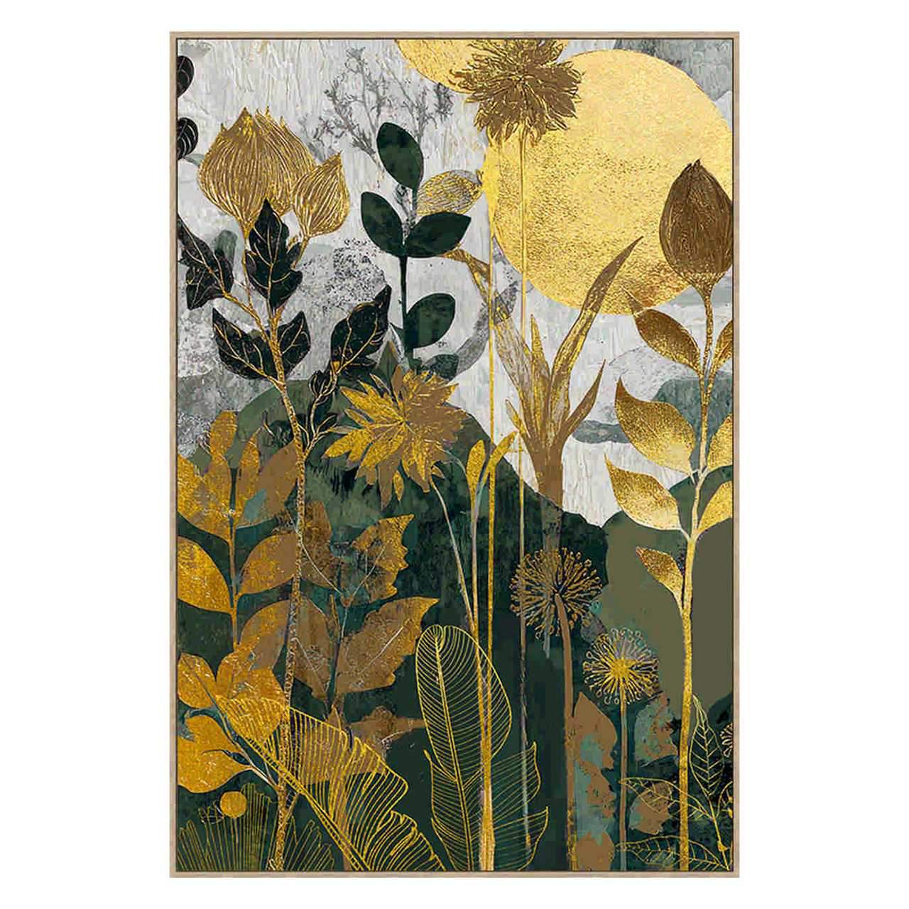 QUADRO PLANTAS VERDE/DOURADO 83X123Cm