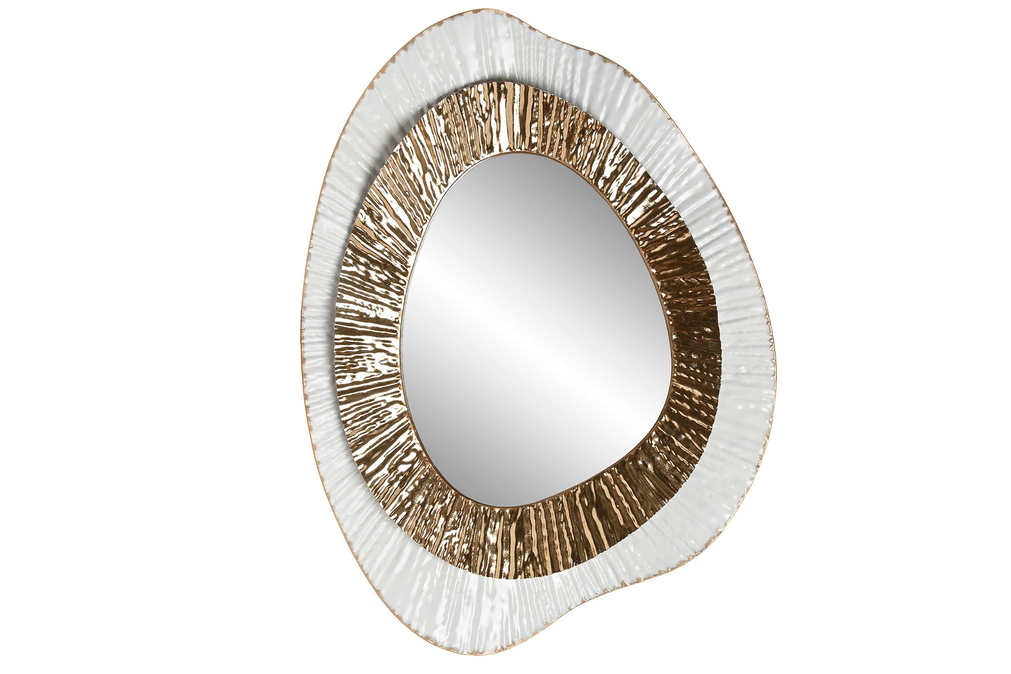 ESPELHO METAL BRANCO/DOURADO 59X7X79Cm