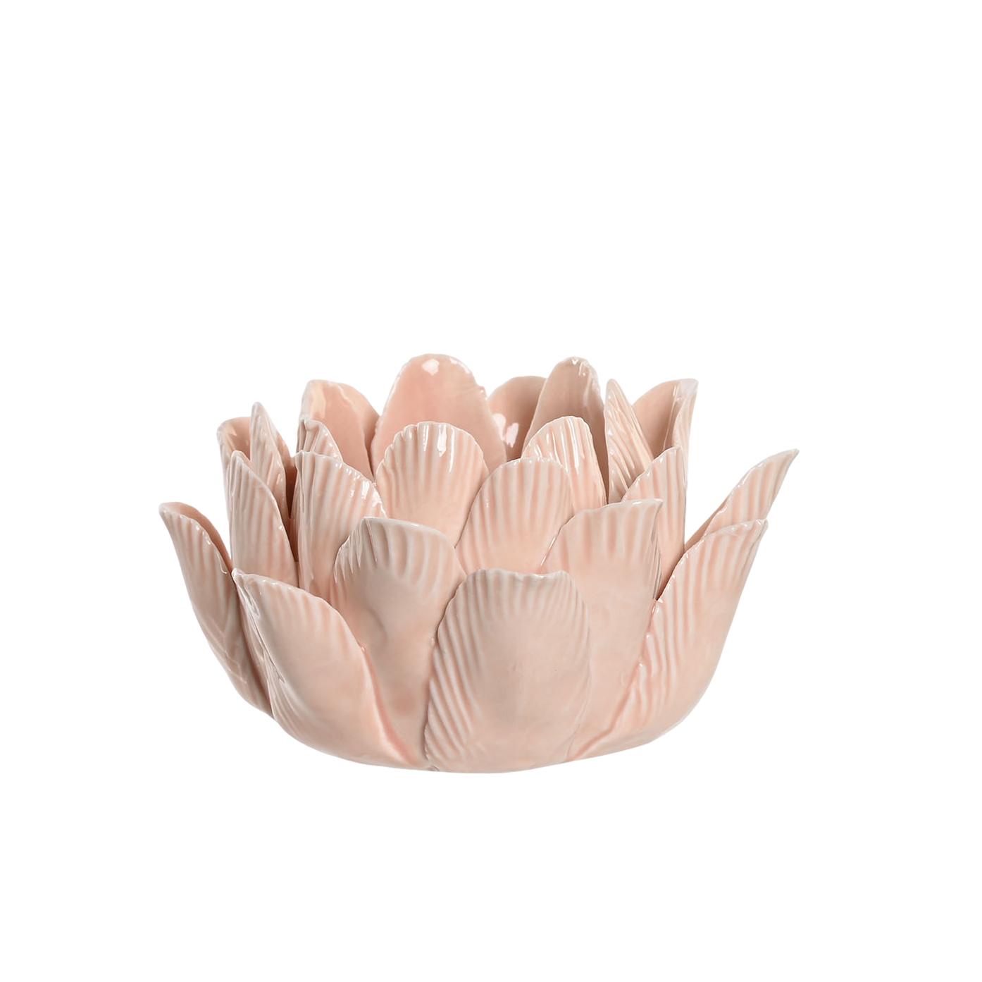 CASTIÇAL FLOR ROSA 14X14X9CM