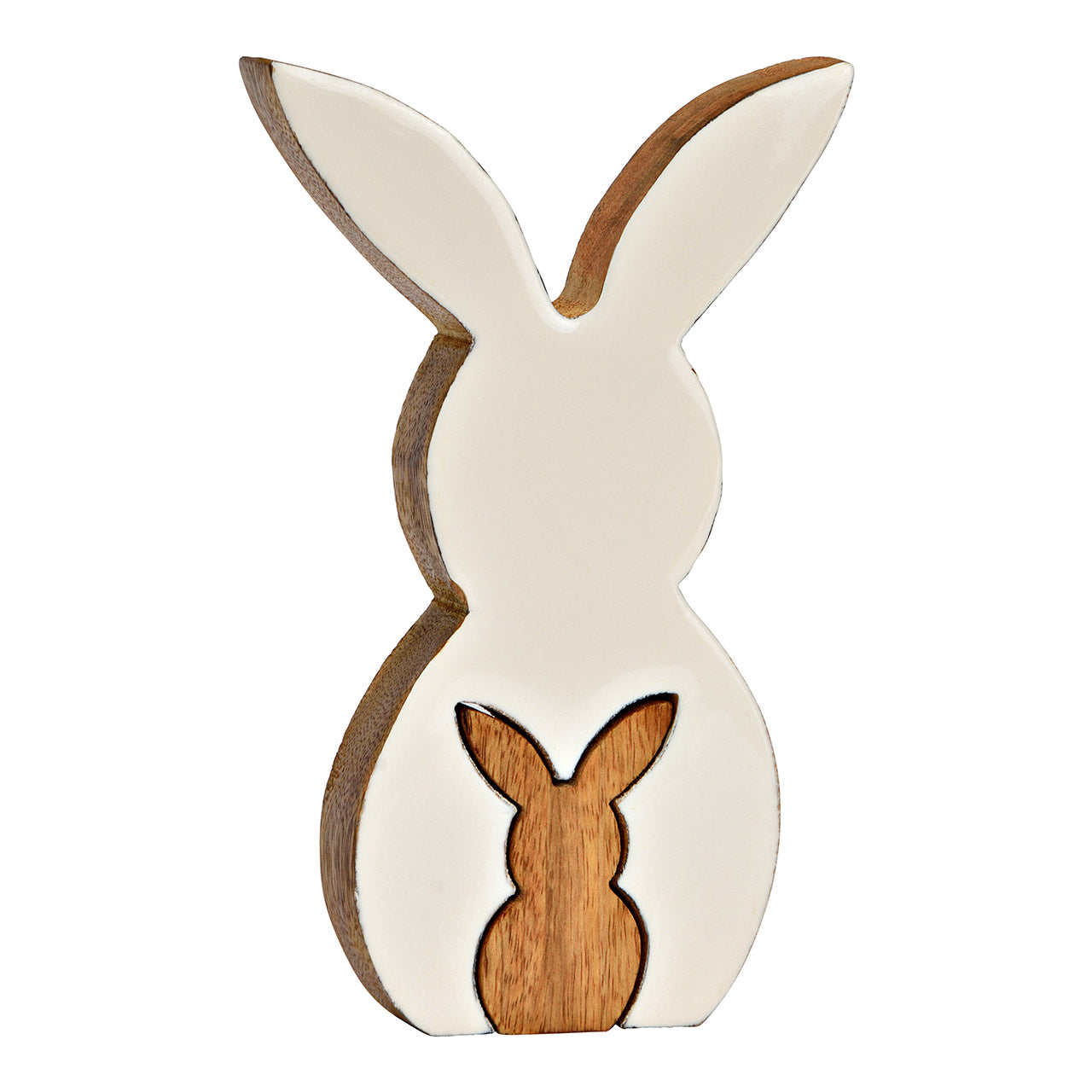 CONJ. 2 COELHOS MADEIRA/BRANCO 12X2X20CM
