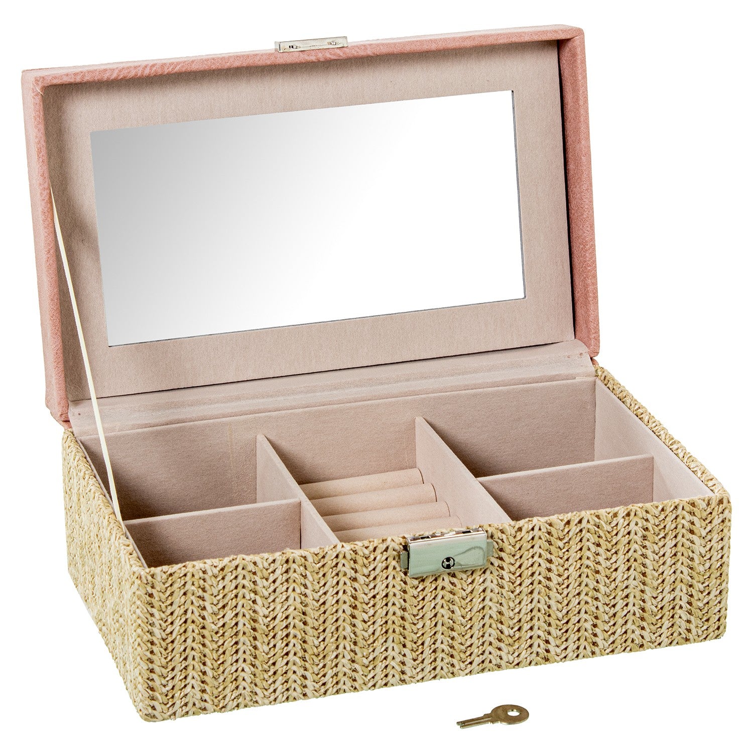 GUARDA-JÓIAS RATTAN/ROSA 25X15X9,5Cm