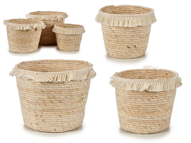COLOCAR. 3 CESTAS DE PAJA 27X27X21CM