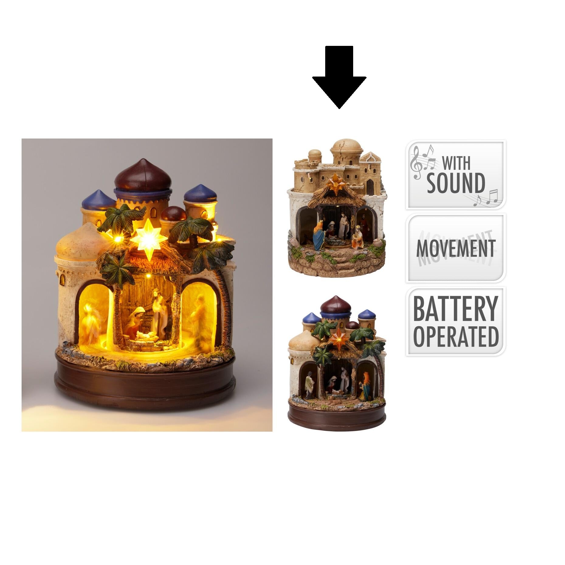 PRESÉPIO C/ LED E MÚSICA 22Cm