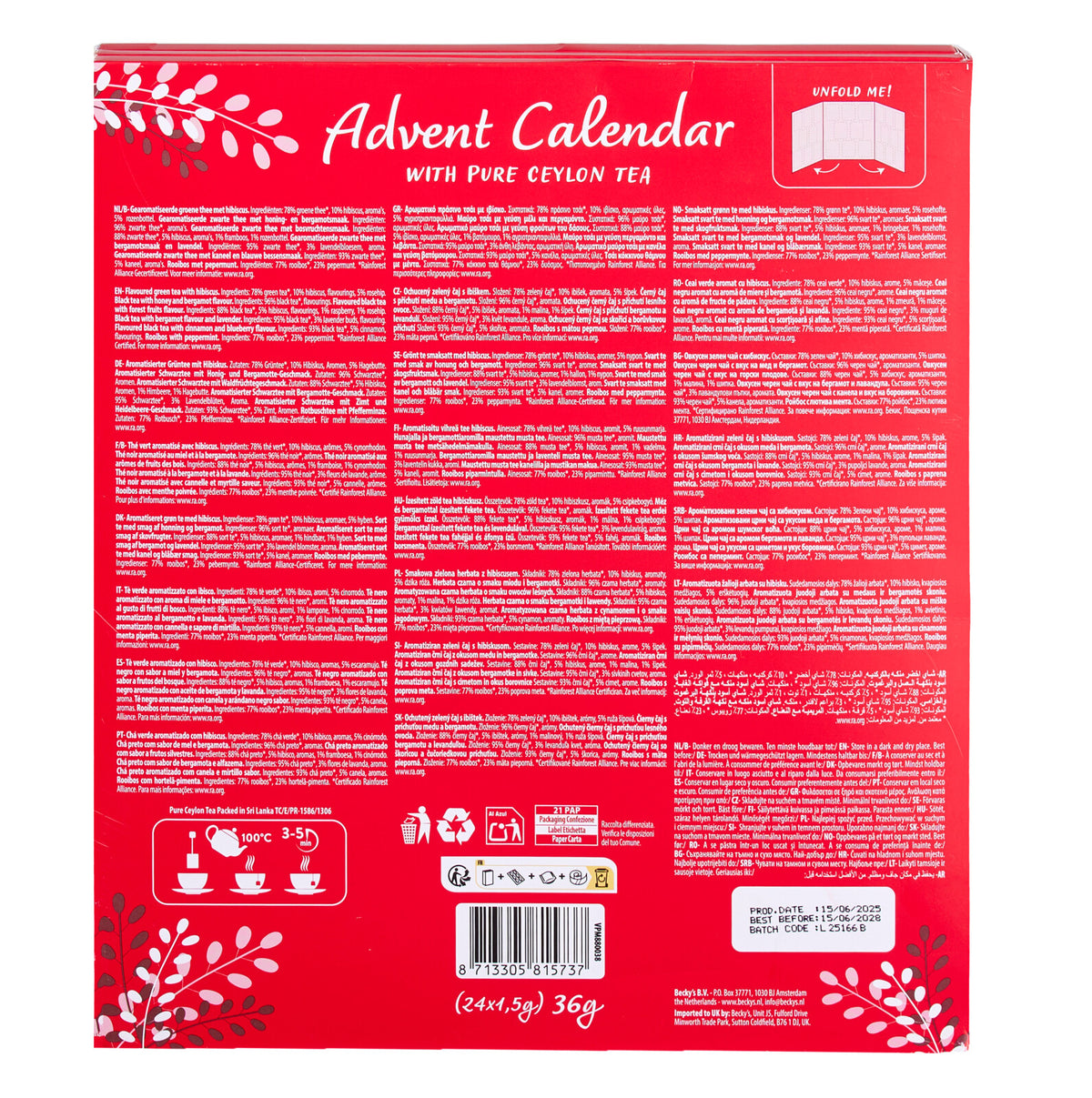 CALENDÁRIO DO ADVENTO DE CHÁ