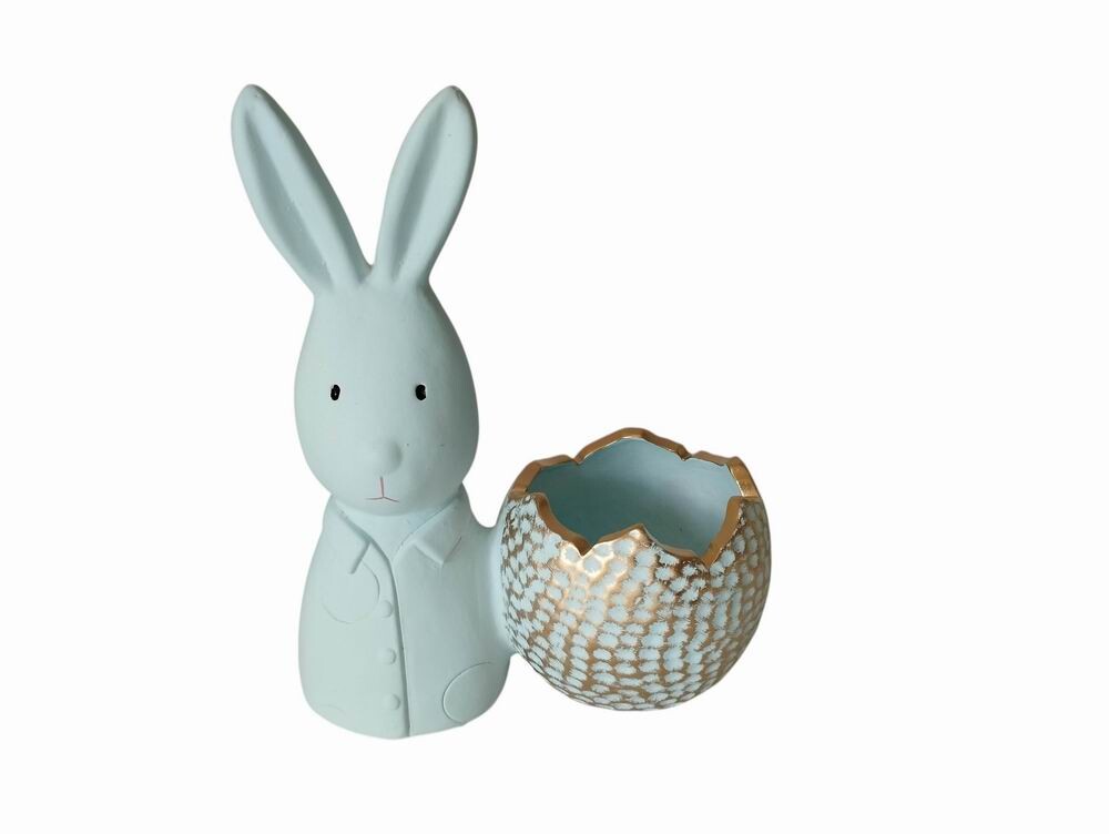 COELHO AZUL C/ VASO 21X27Cm