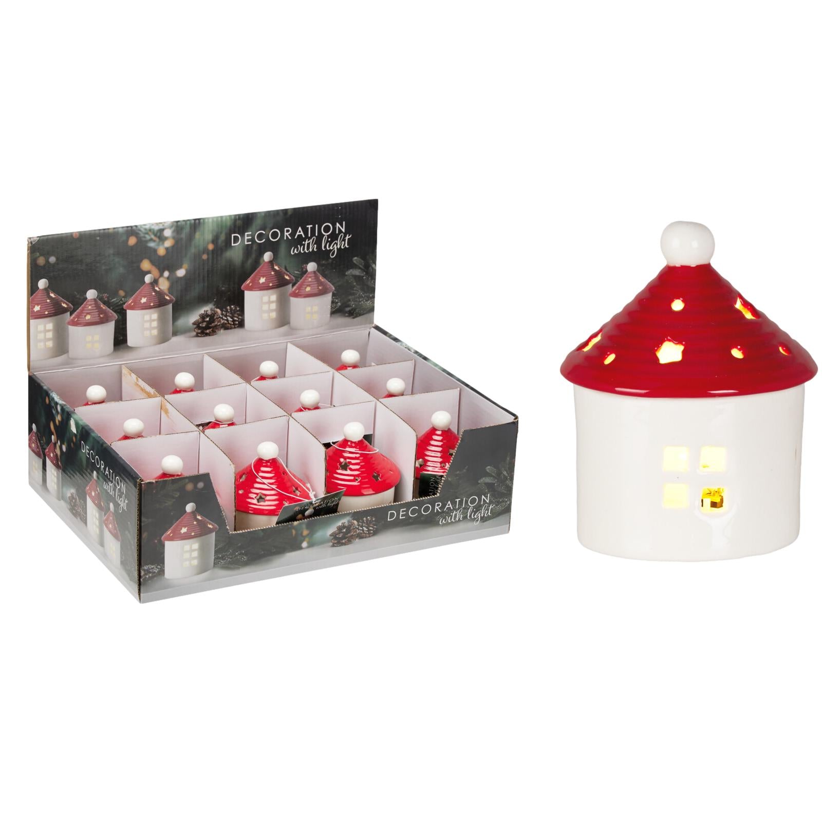 CASA BRANCA/VERMELHA C/ LED 9Cm