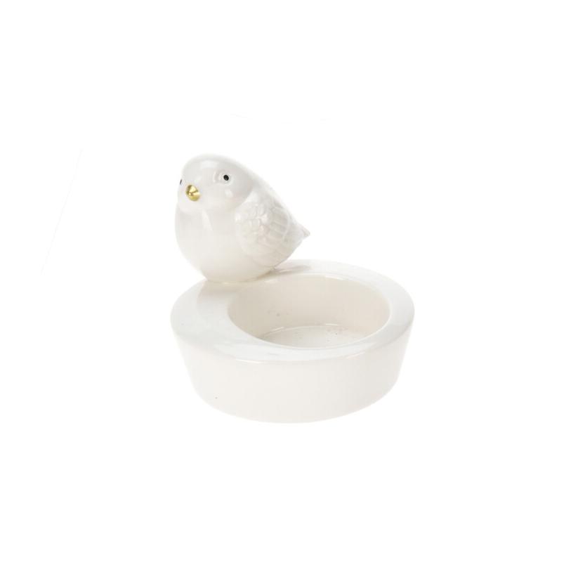 PORTAVELAS PÁJARO BLANCO 8X7CM