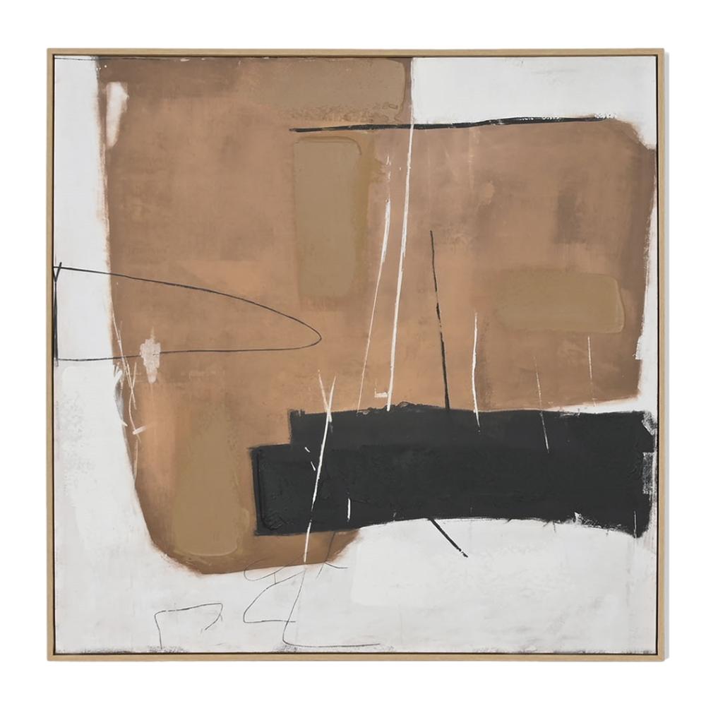 QUADRO ABSTRATO CASTANHO/PRETO 100X100CM