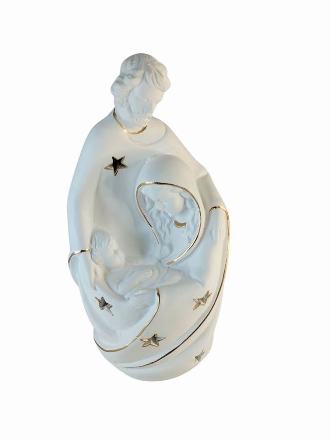 SAGRADA FAMÍLIA BRANCO/DOURADO 28Cm