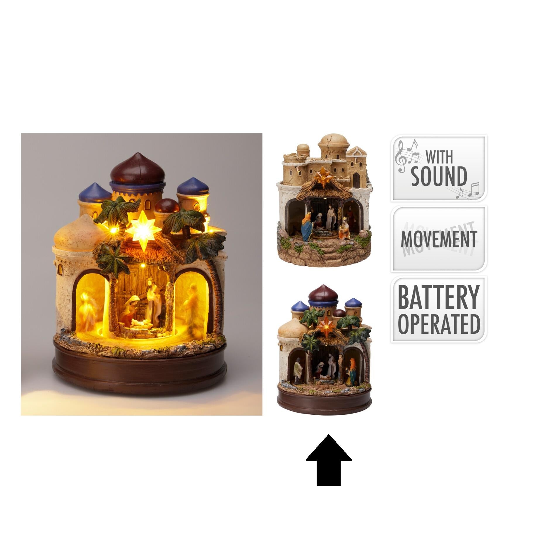 PRESÉPIO C/ LED E MÚSICA 22Cm