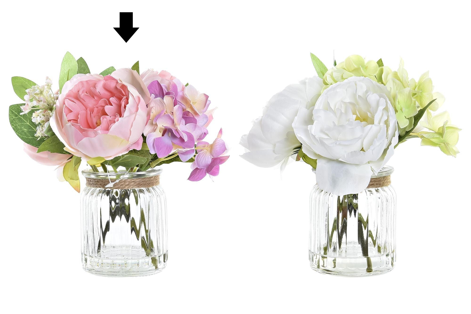PLANTA ROSA CON BOTELLA 7.5X7.5X38CM