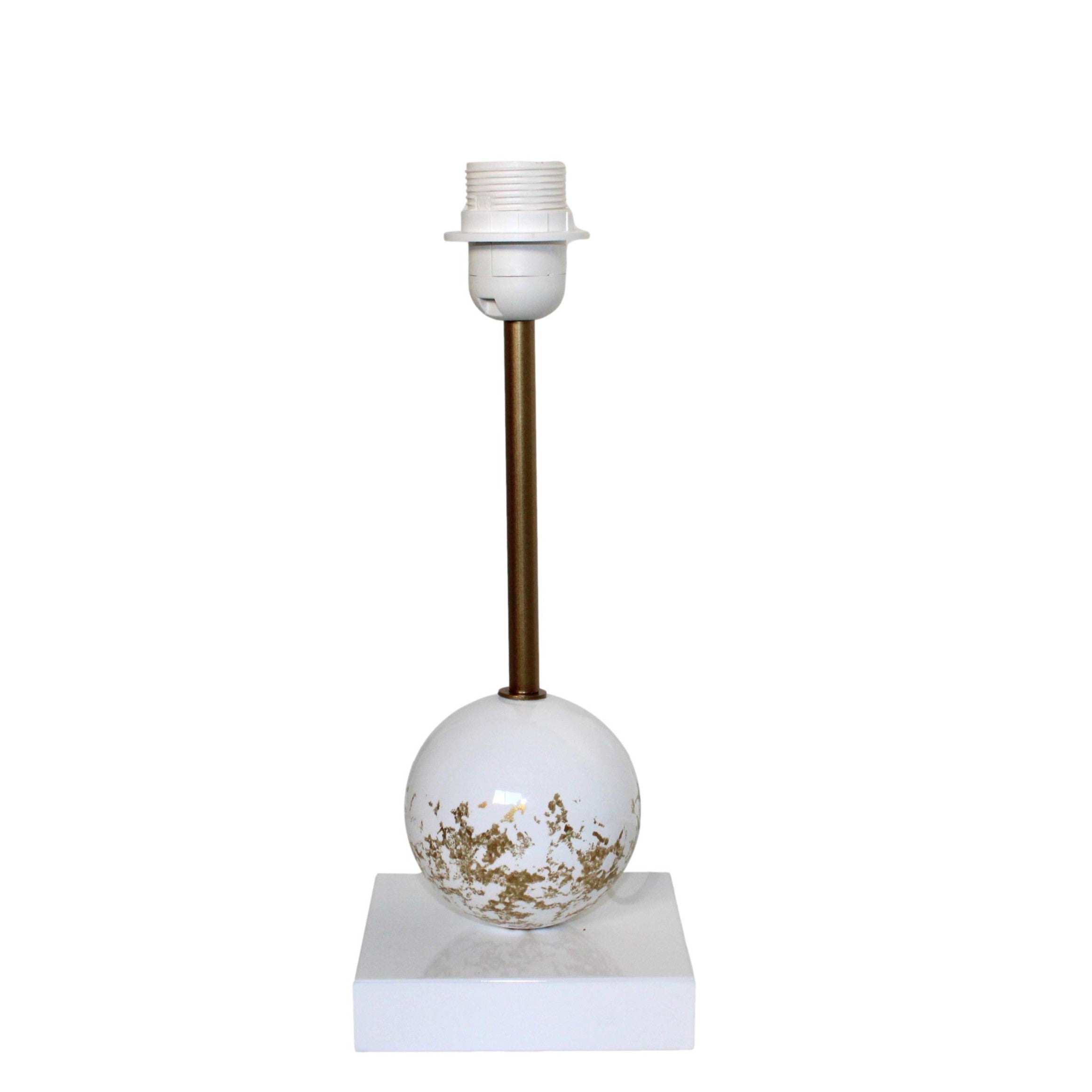 BASE CANDEEIRO BOLA DOURADO/BRANCO 13X35CM