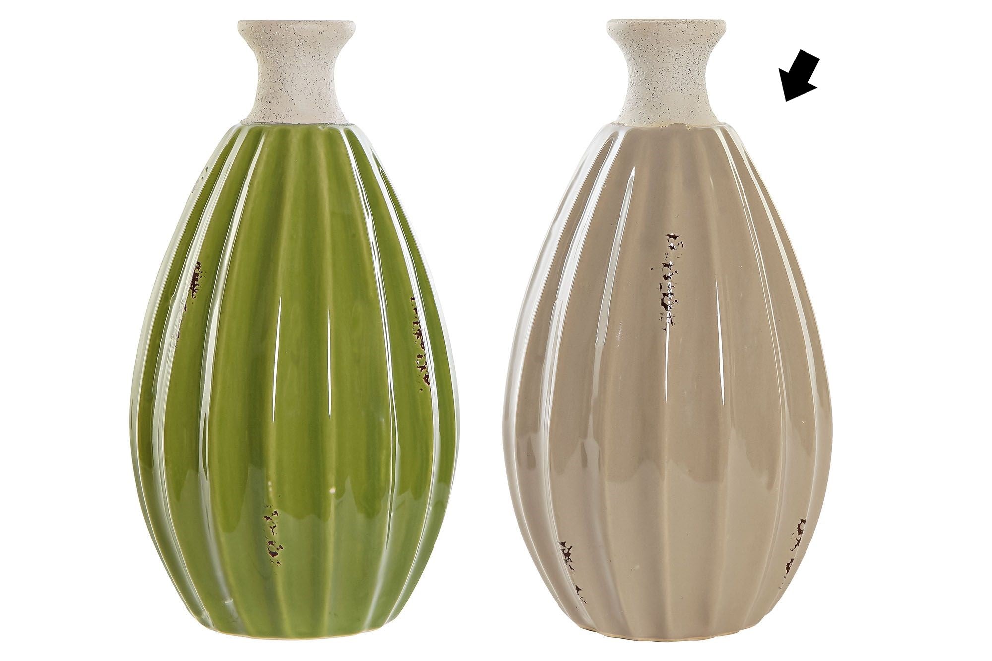 JARRÓN BEIGE ENVEJECIDO 15X15X27CM