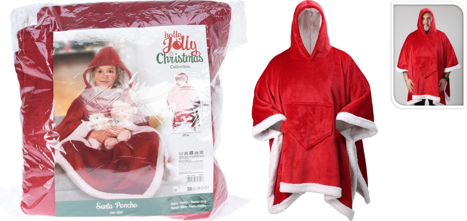 PONCHO VERMELHO 130X80Cm