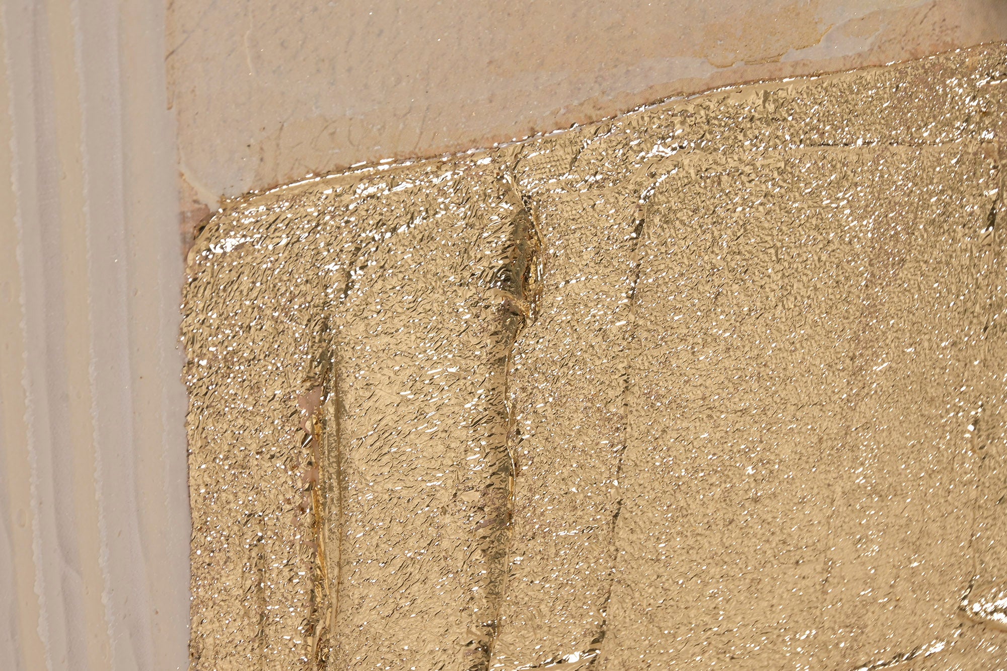 QUADRO ABSTRATO BEGE/DOURADO 123X183Cm