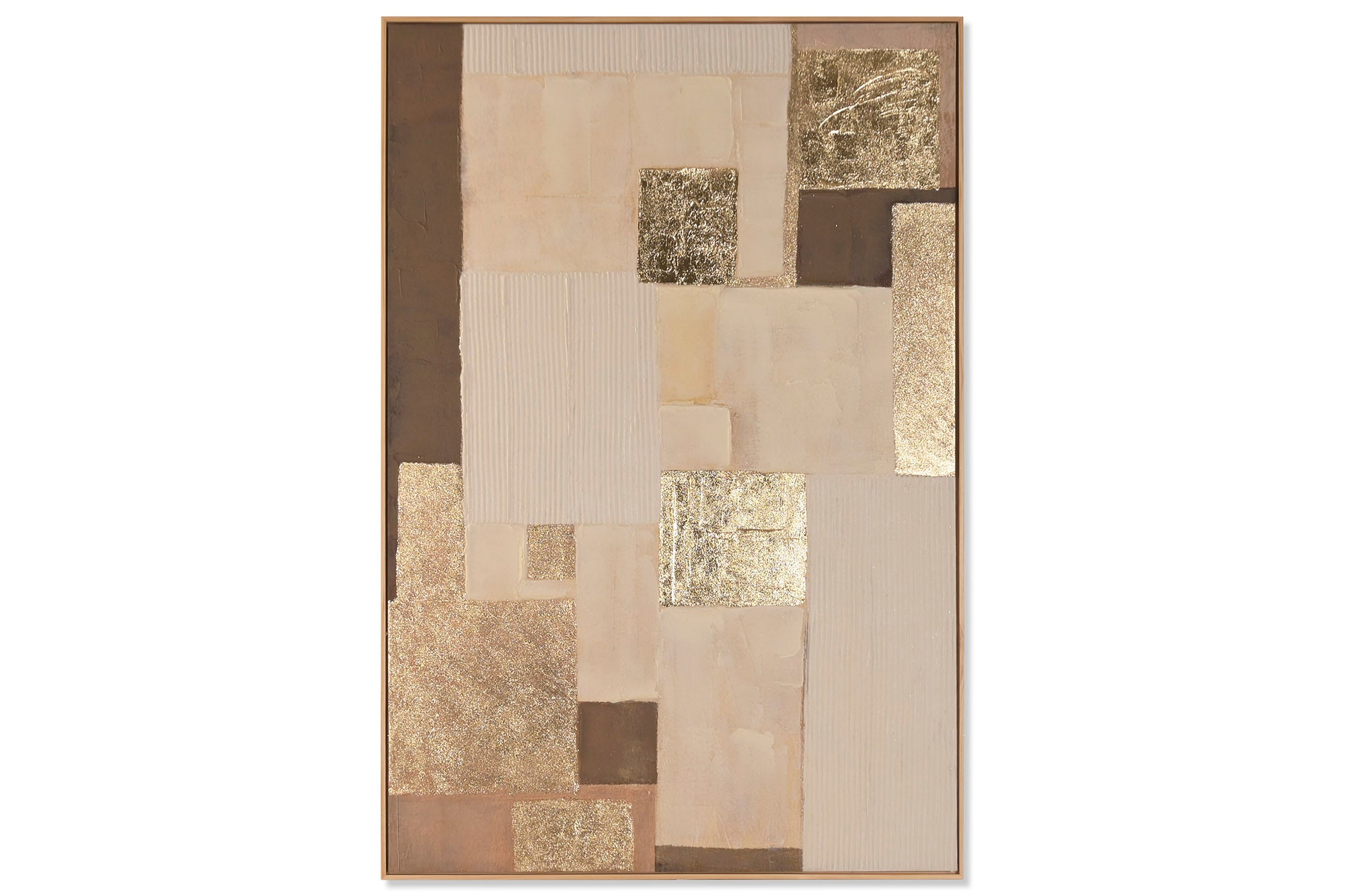 QUADRO ABSTRATO BEGE/DOURADO 123X183Cm
