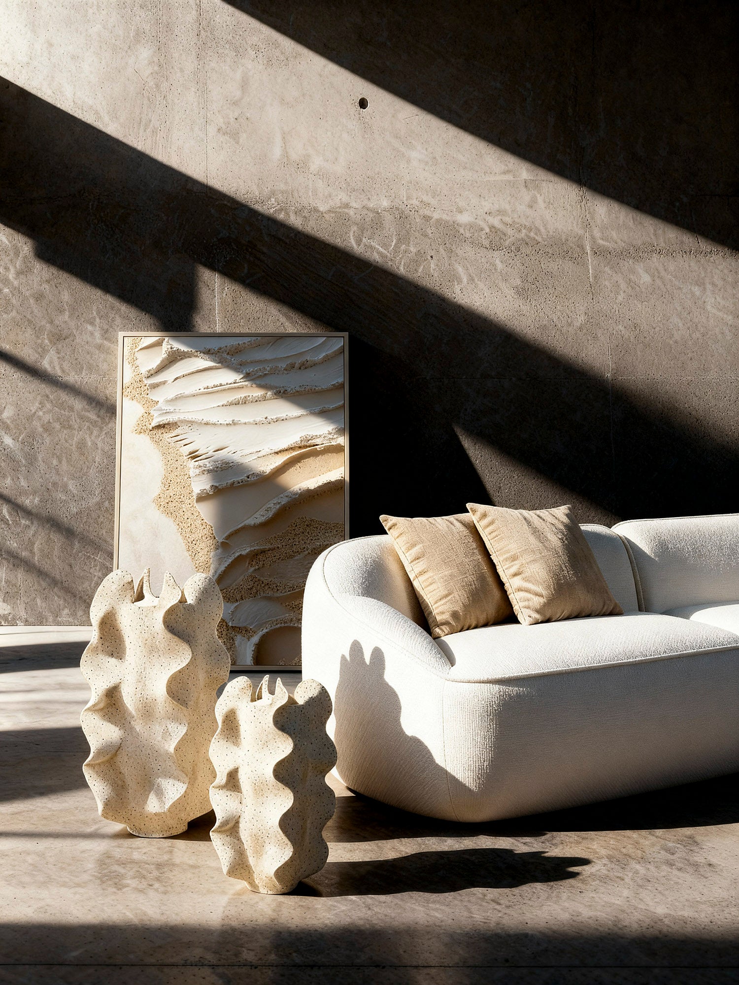 QUADRO ABSTRATO BEGE 83X123Cm