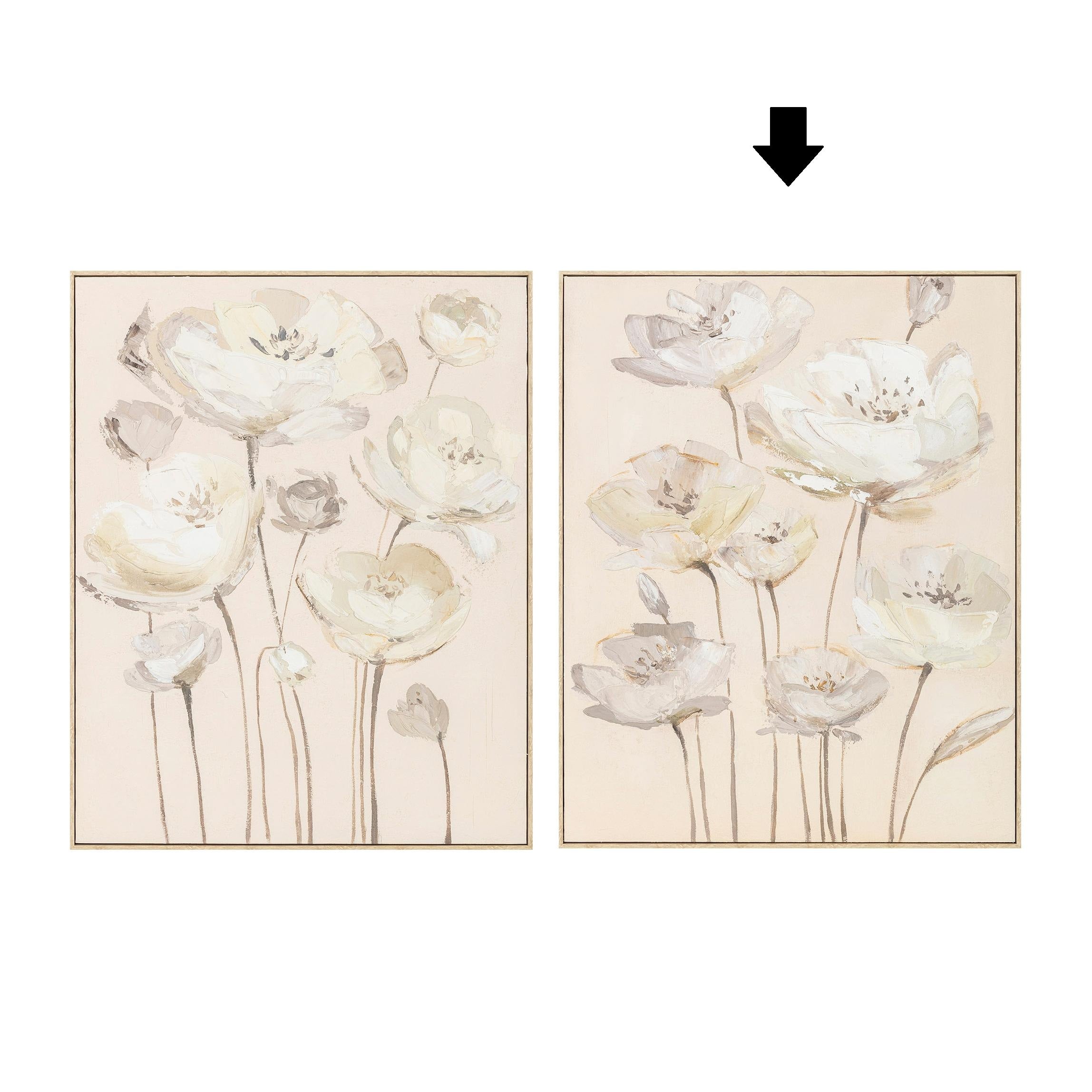 QUADRO FLORES BEGE 82X101Cm