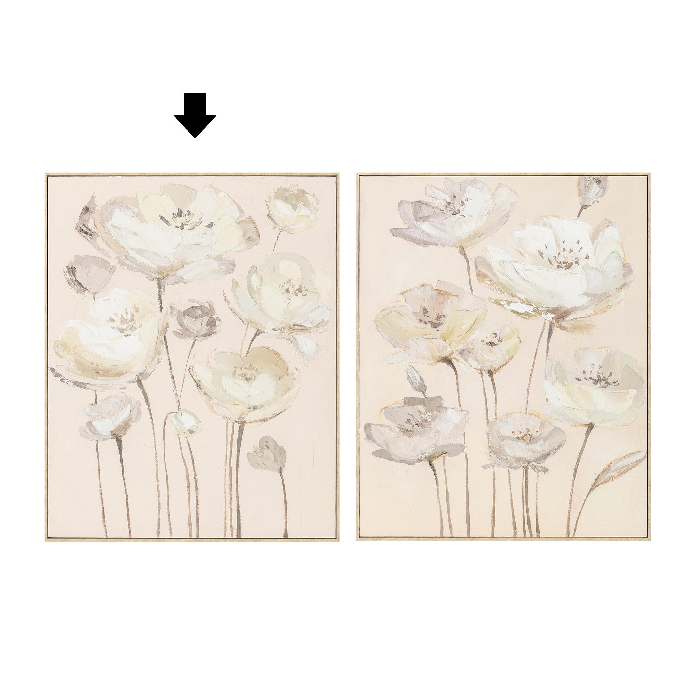 QUADRO FLORES BEGE 82X101Cm