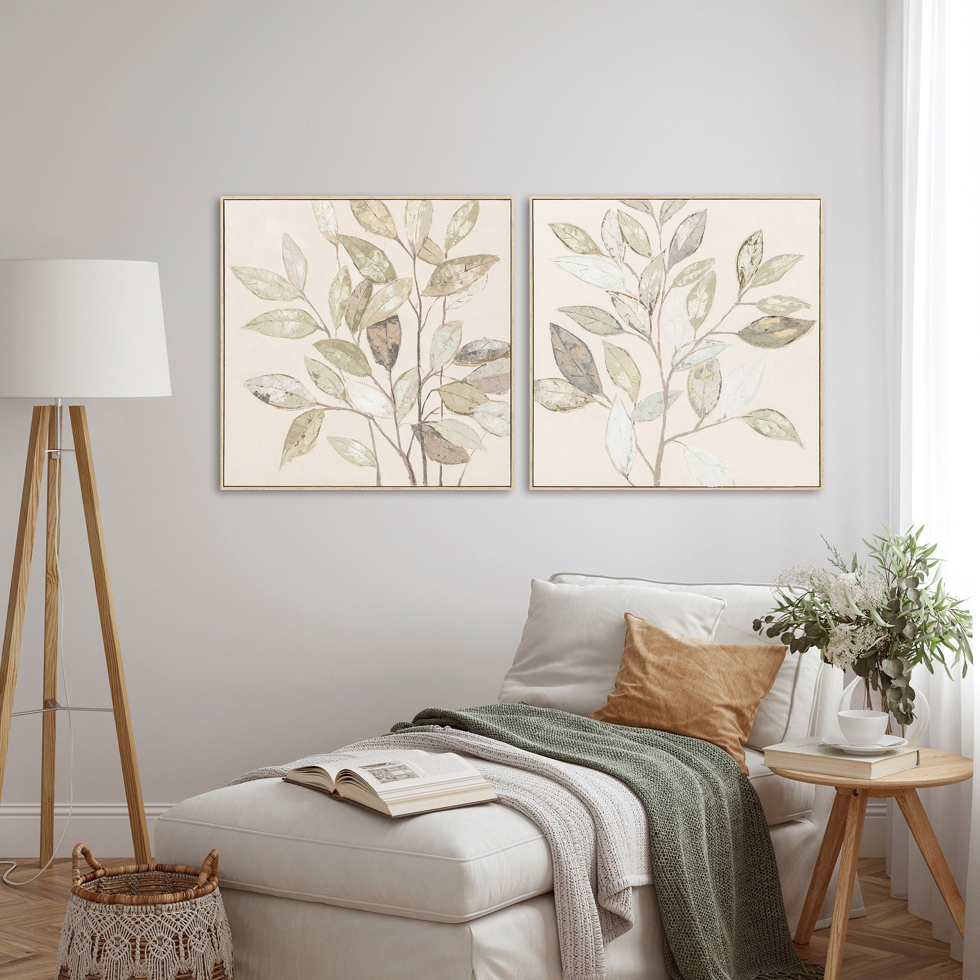 QUADRO FOLHAS 82X82Cm
