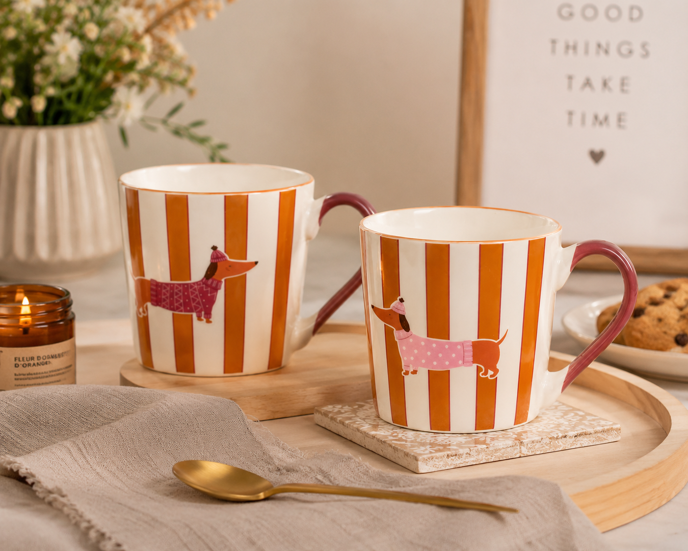 CANECA ROSA/MOSTARDA 400ml