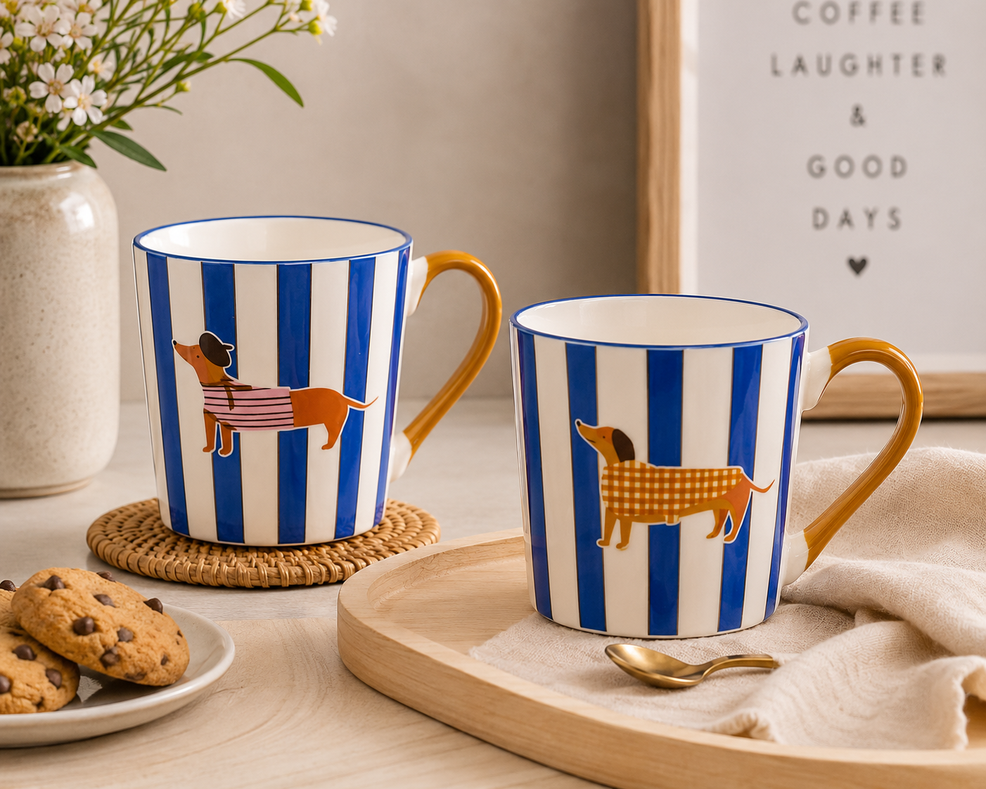 CANECA AZUL/MOSTARDA 400ml