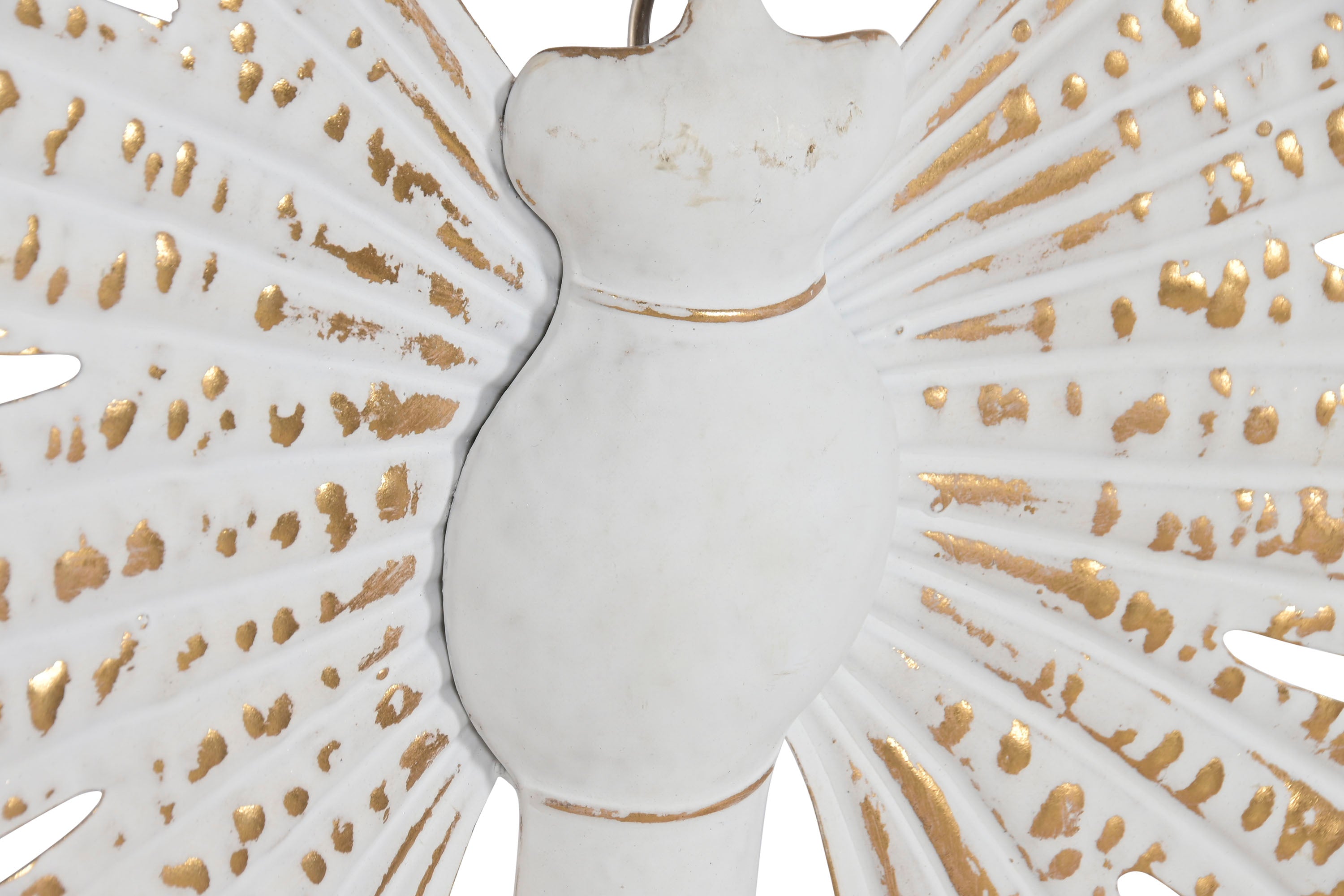 BORBOLETA METAL BRANCA/DOURADA 84X72Cm