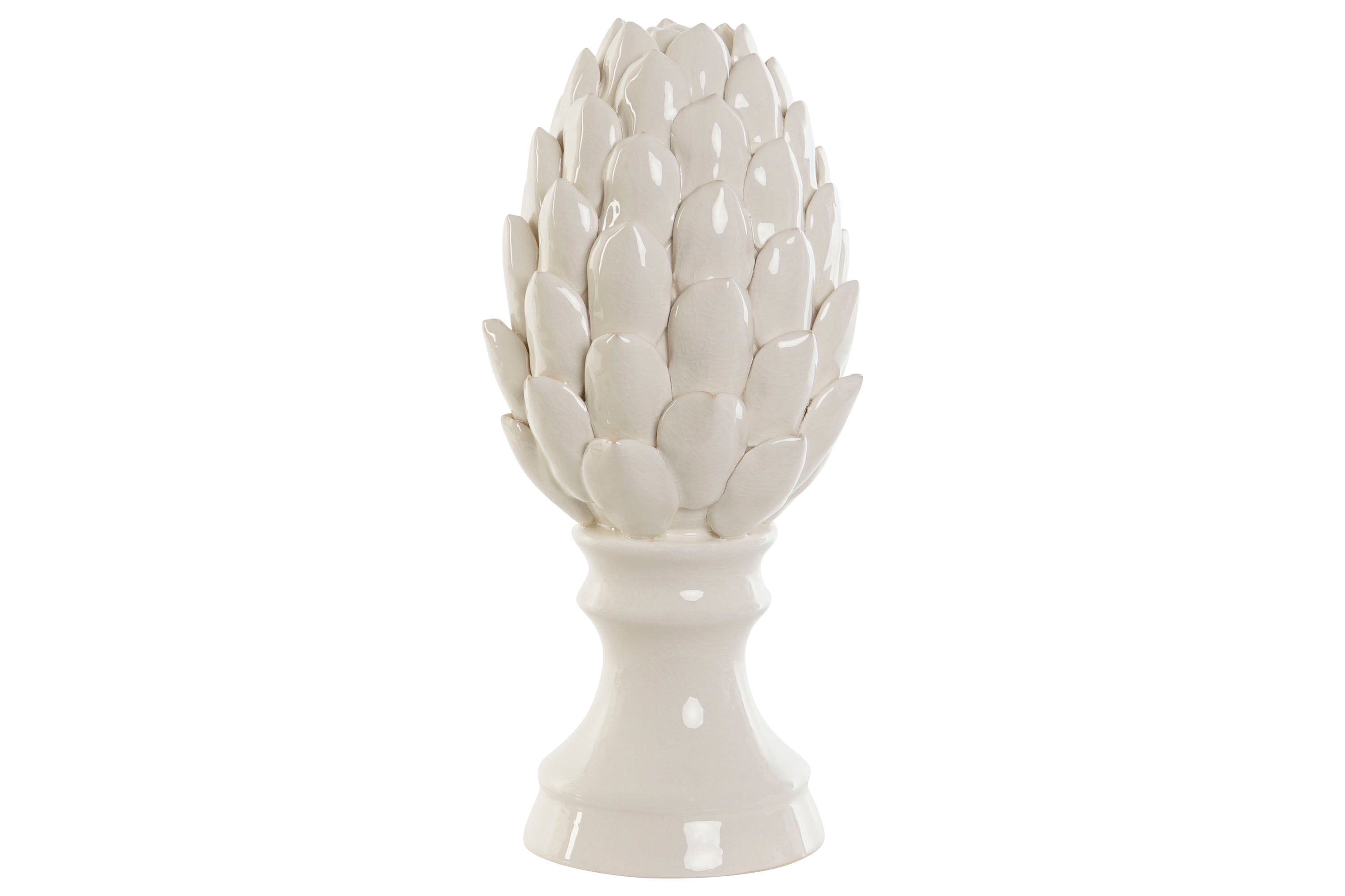 ESTATUETA ANANÁS BRANCO 15X15X32Cm