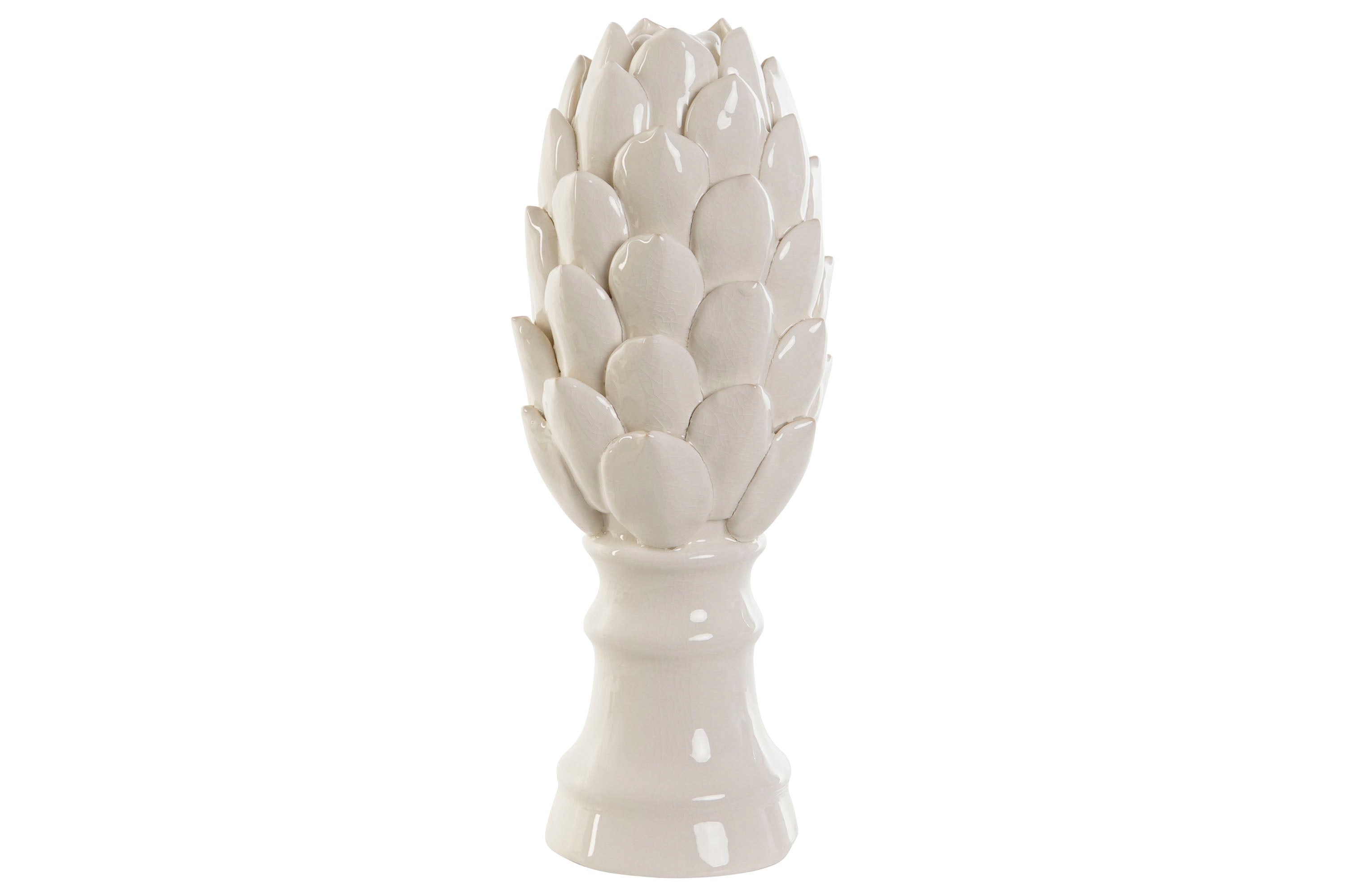 ESTATUETA ANANÁS BRANCO 11X11X26Cm