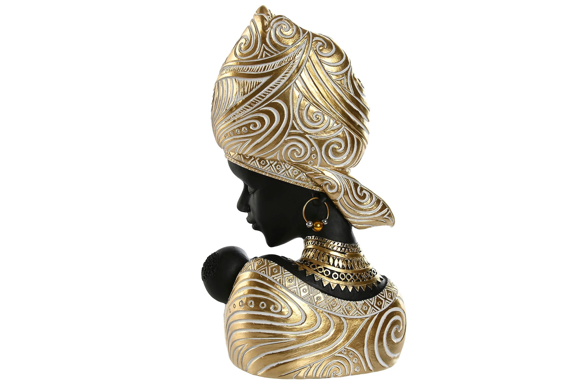 AFRICANA C/ FILHO DOURADA 15X9X25CM