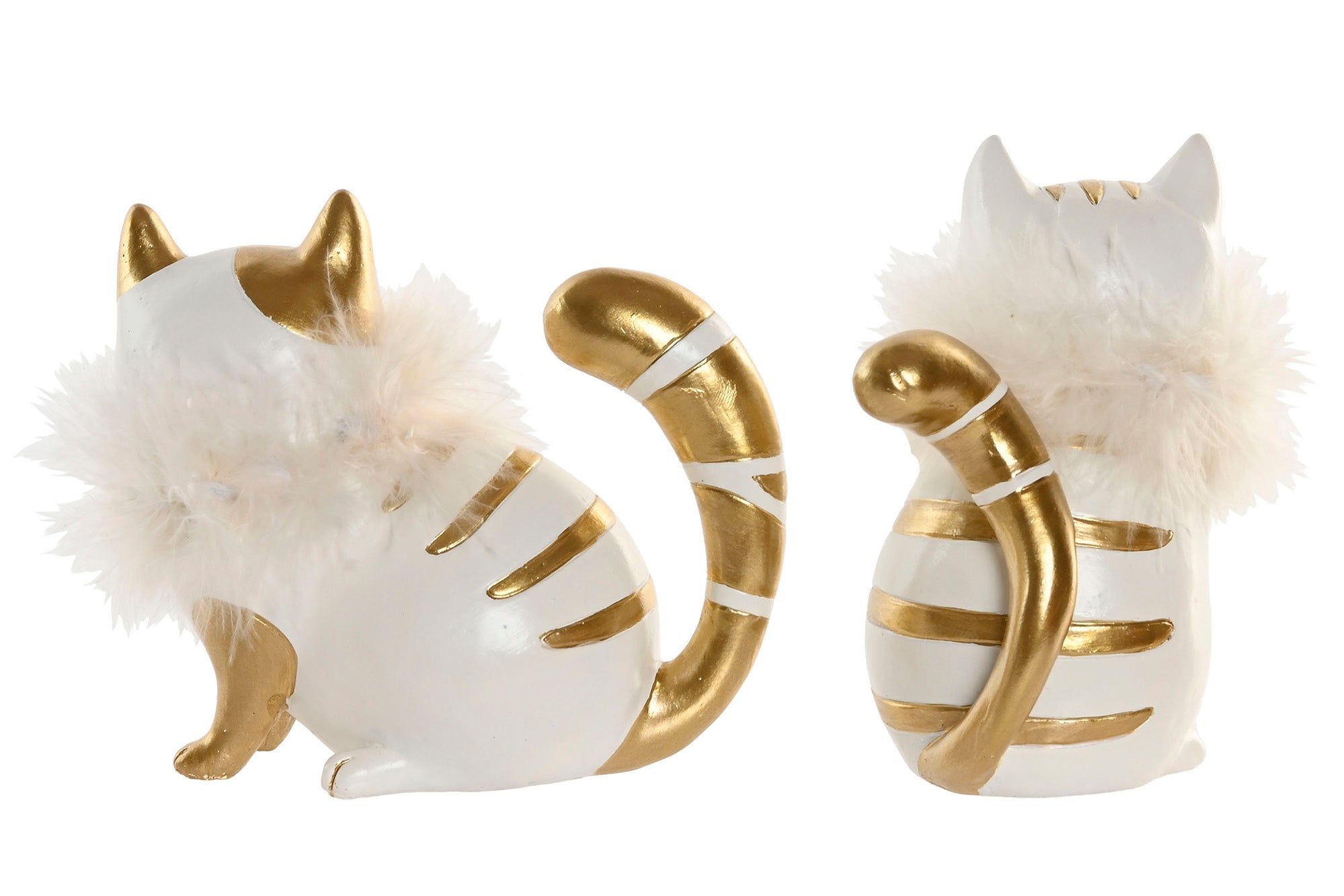 GATO BRANCO/DOURADO 8,5X7,5X11,5Cm