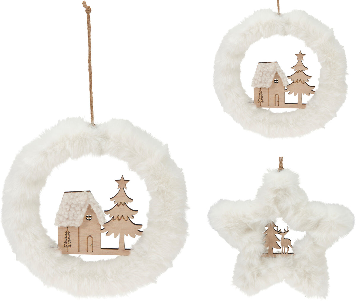 DECOR NATAL BRANCO/MADEIRA 18Cm