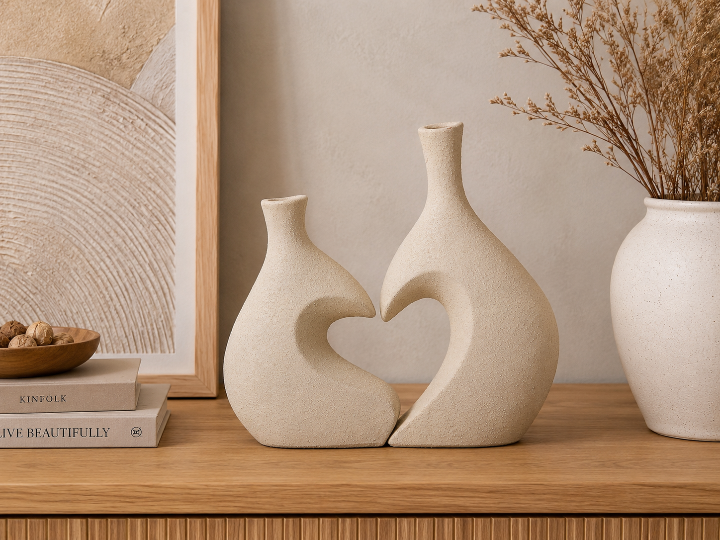 CONJ. 2 JARRAS BEGE 24X6,5X25Cm