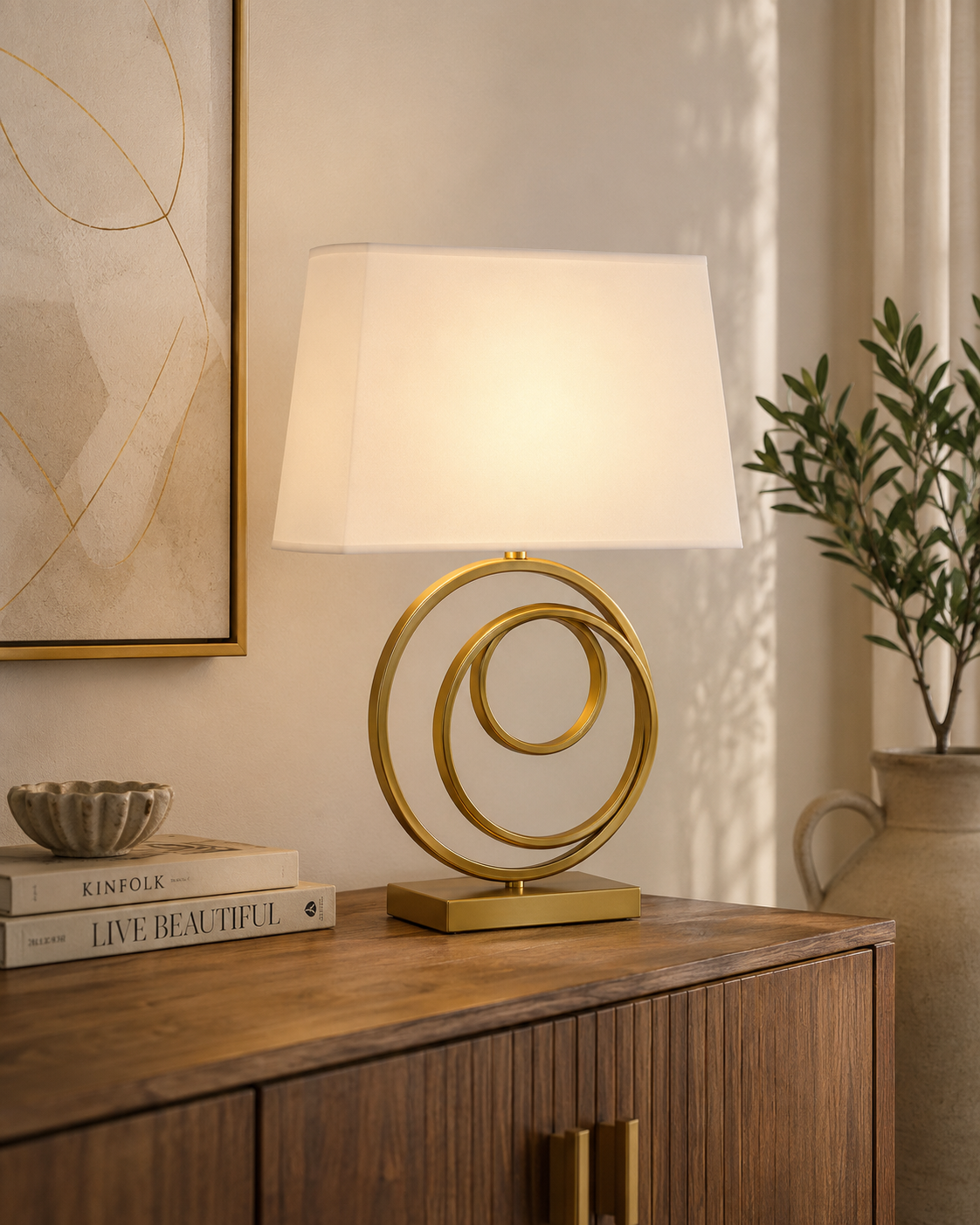 CANDEEIRO DOURADO/BRANCO 52Cm