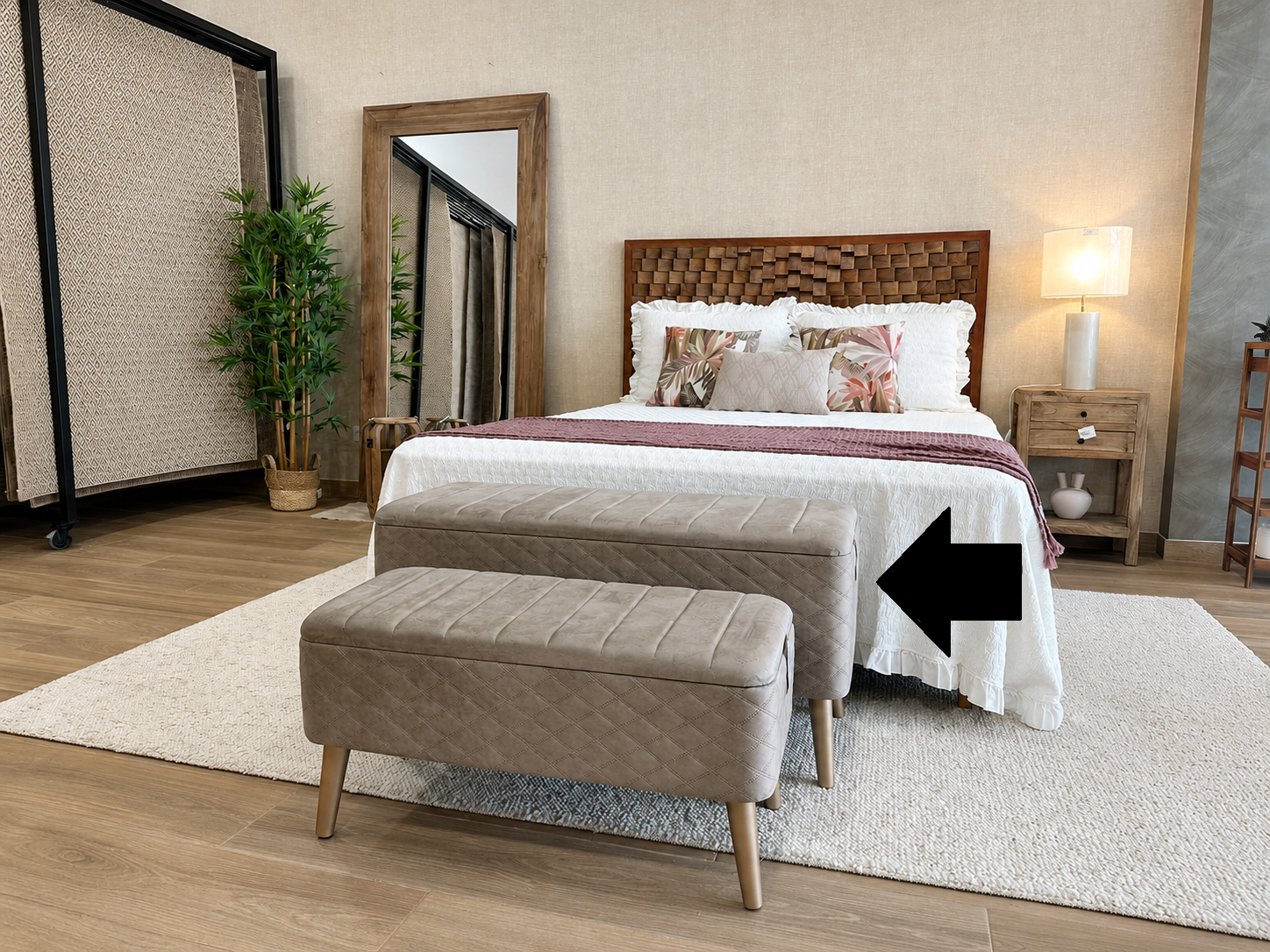 BANQUETA TAUPE C/ ARRUMAÇÃO 100X40X48Cm
