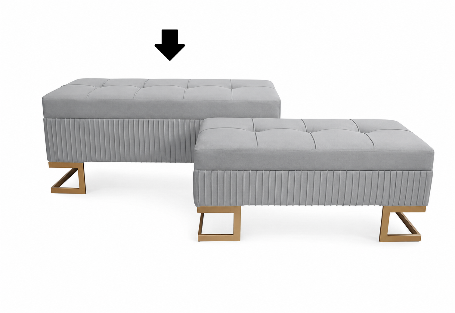 BANQUETA CINZA/DOURADA C/ ARRUMAÇÃO 100X40X45Cm