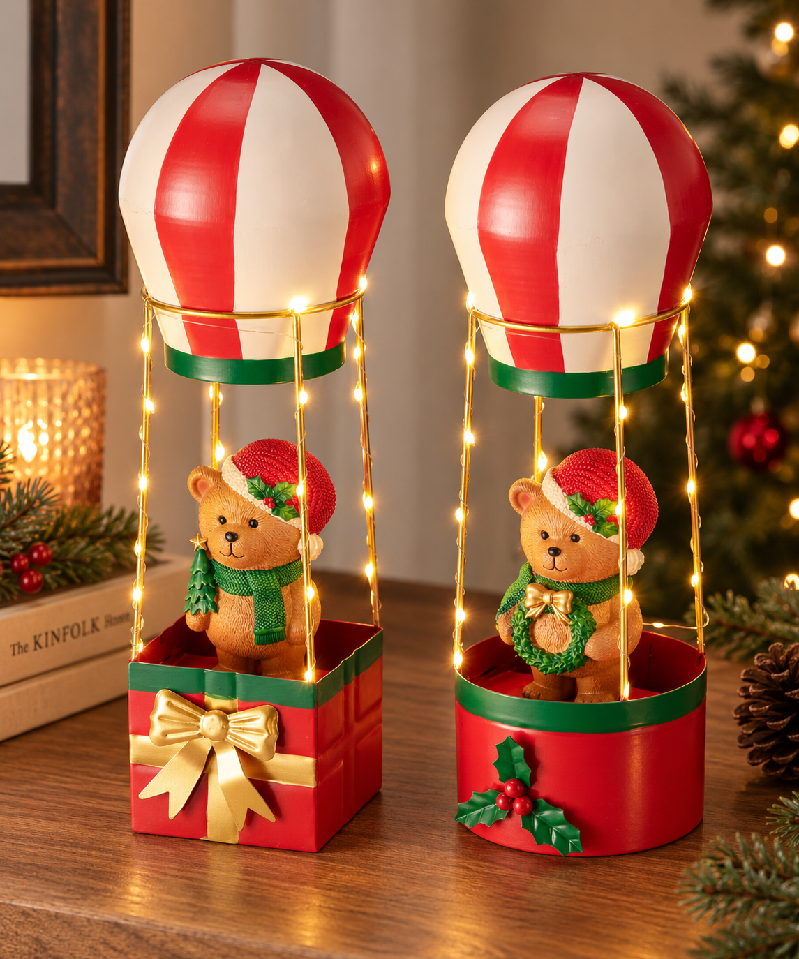 BALÃO AR QUENTE E URSO C/ LED 37Cm