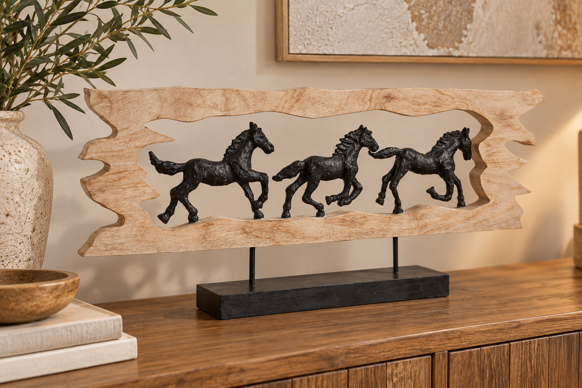 ESTATUETA CAVALOS 74,5X9X32,5Cm