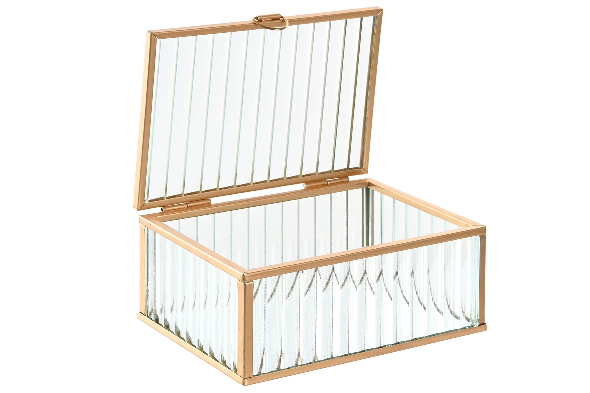 CAIXA VIDRO/DOURADA 15X11X6CM