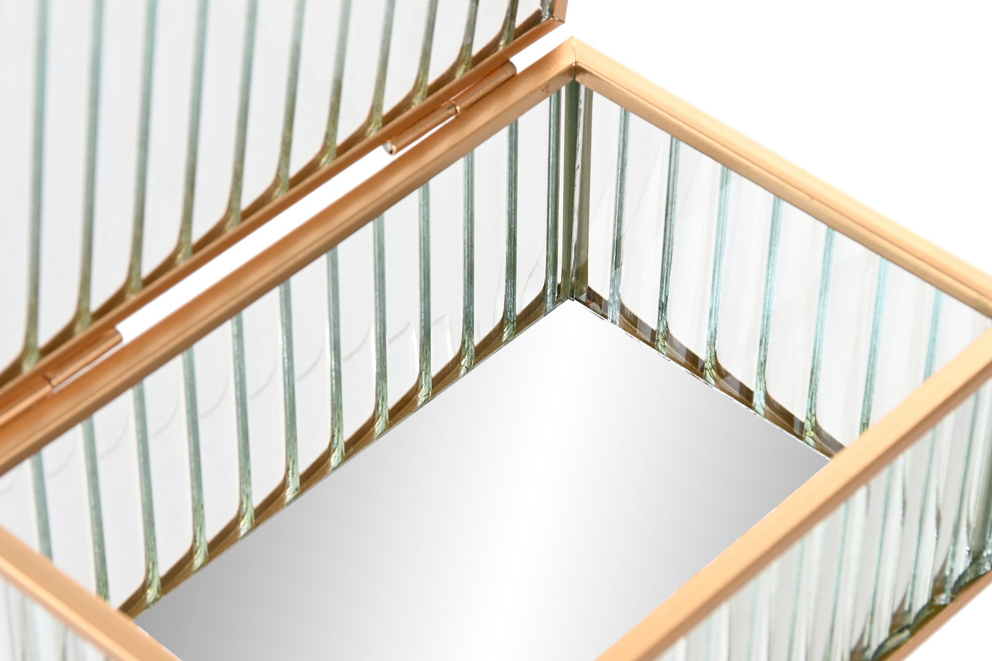 CAIXA VIDRO/DOURADA 15X11X6CM