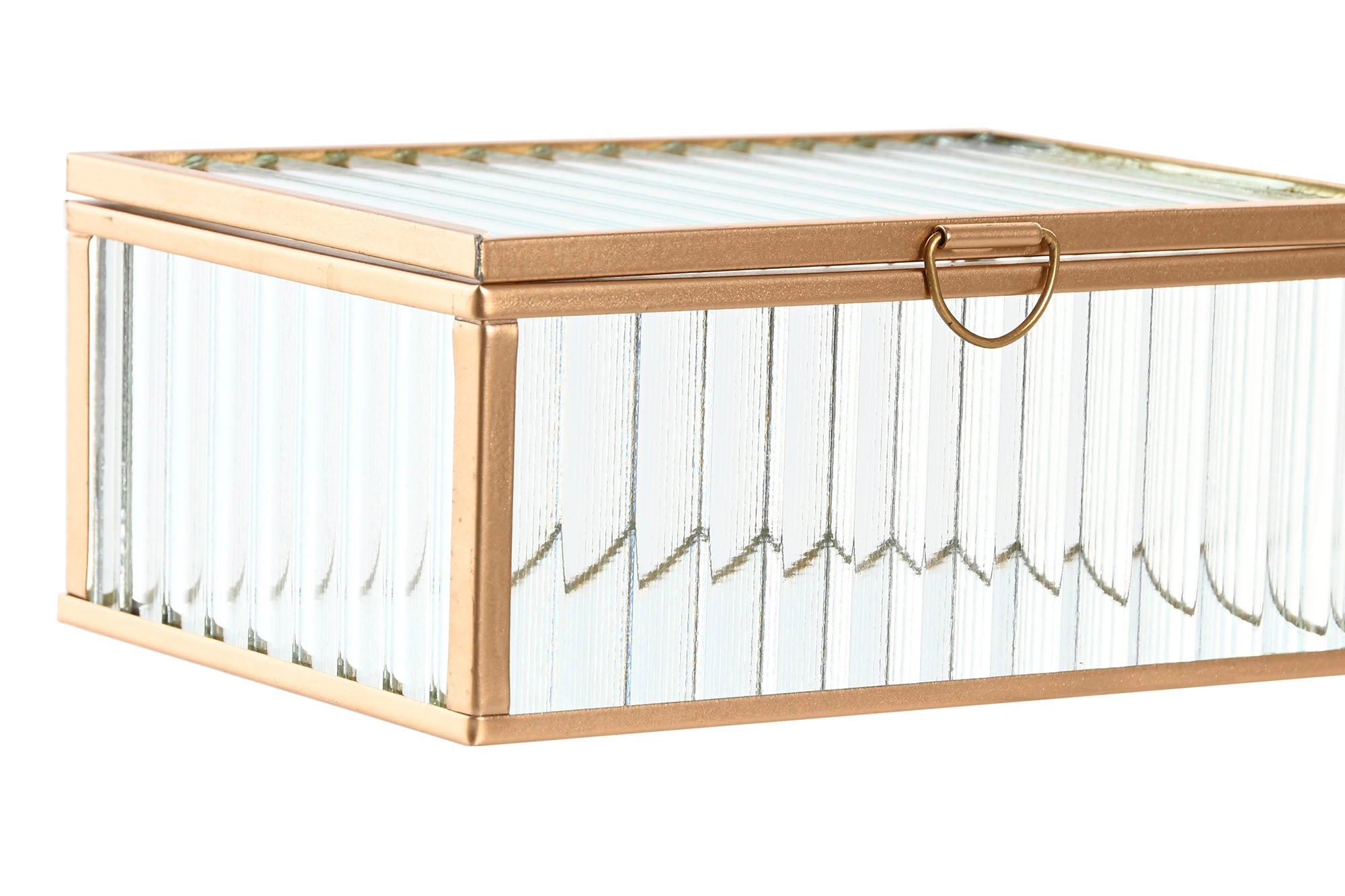 CAIXA VIDRO/DOURADA 15X11X6CM