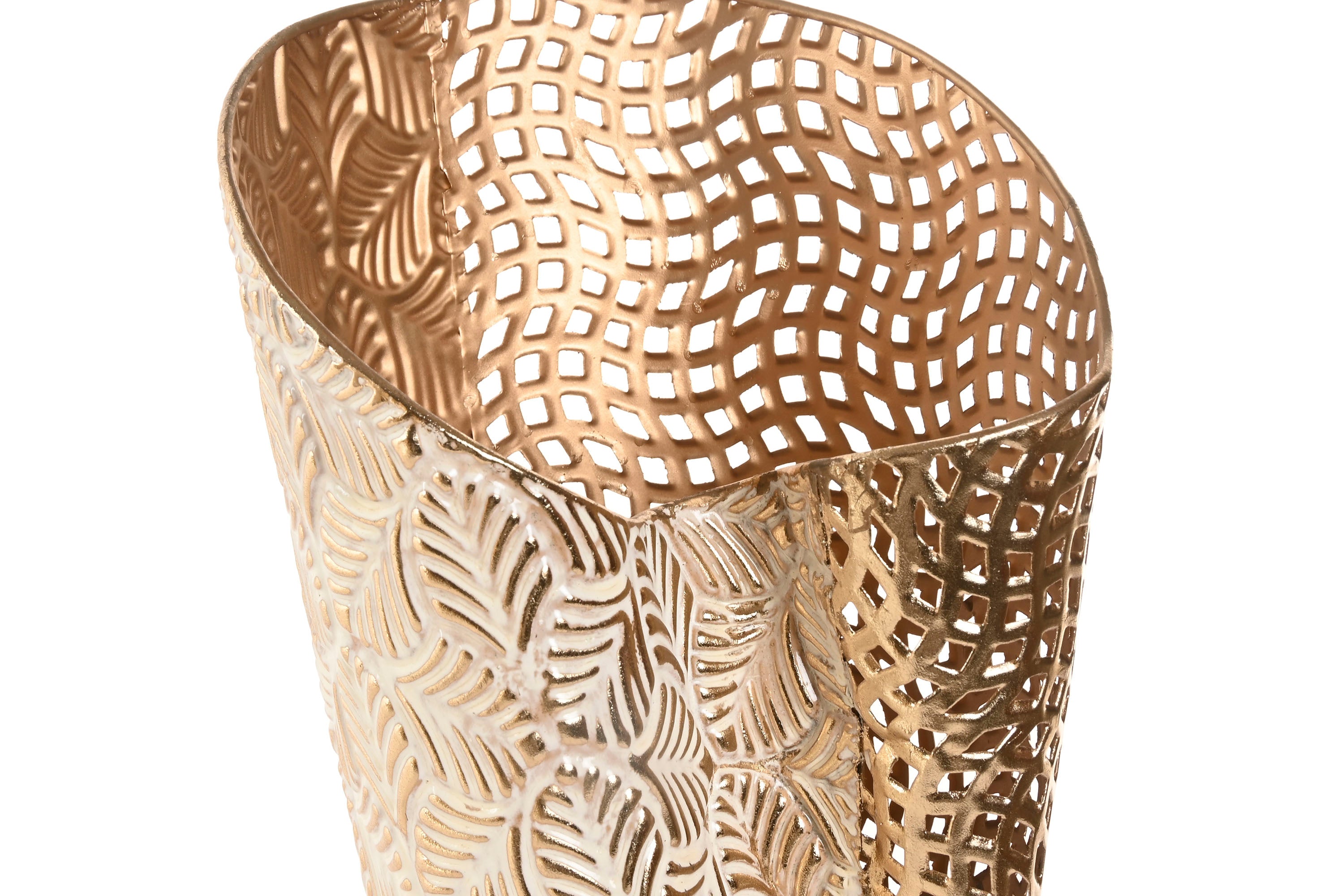 JARRA METAL BRANCA/DOURADA 23X45Cm