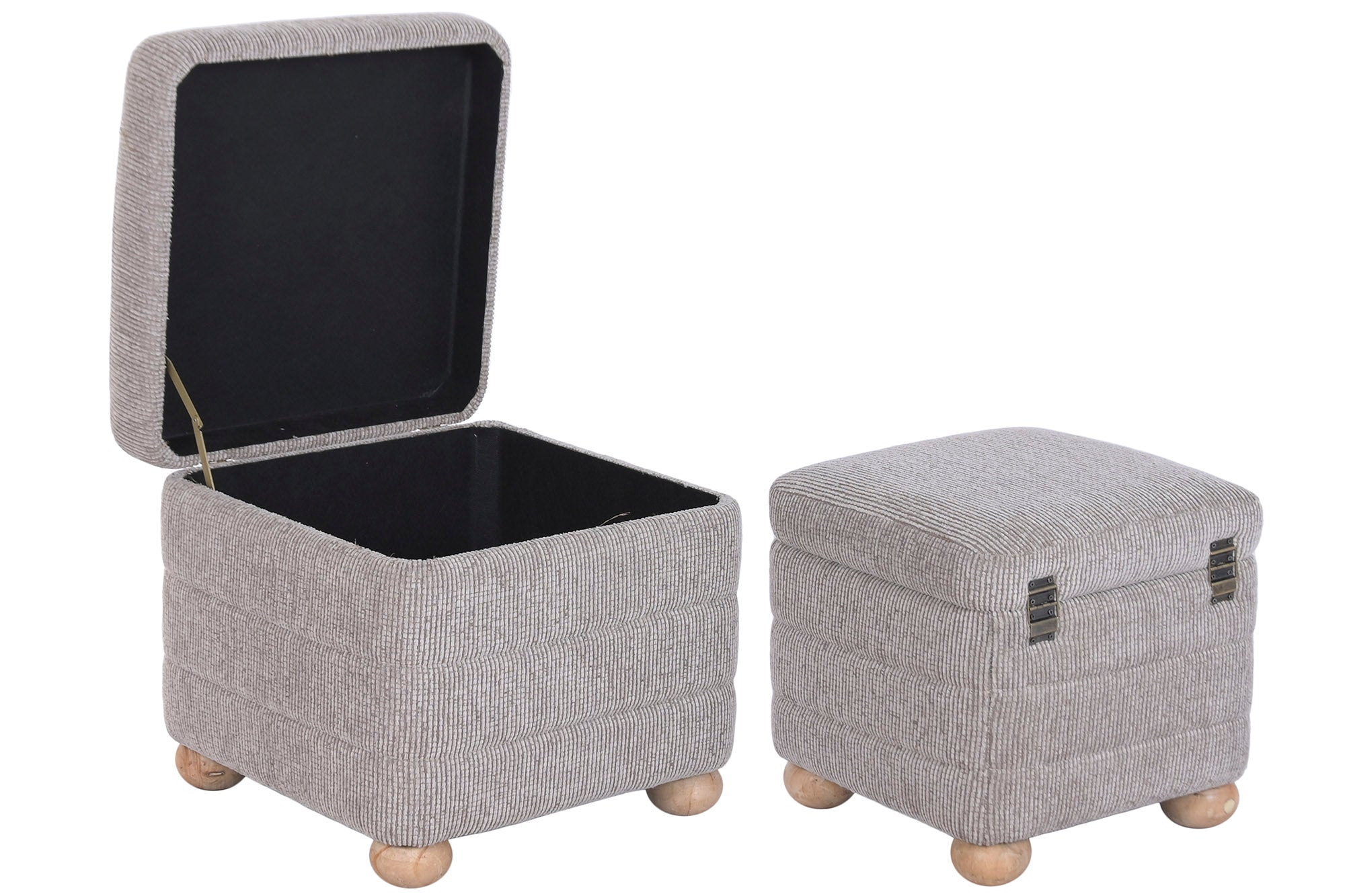 CONJ. 2 PUFFS TAUPE 43X43X40Cm/36X36X34Cm