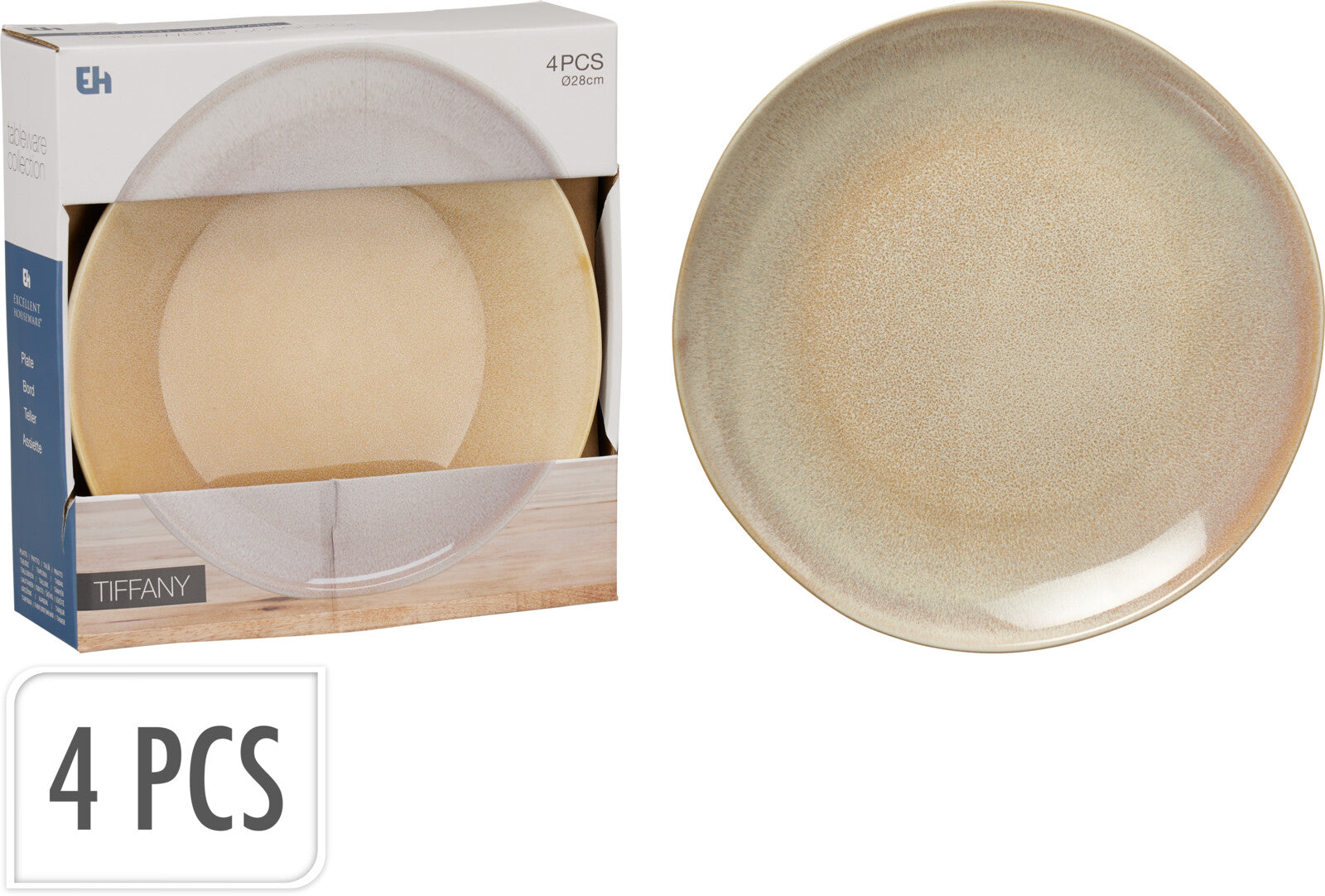 CONJ. 4 PRATOS RASOS BEGE 28Cm