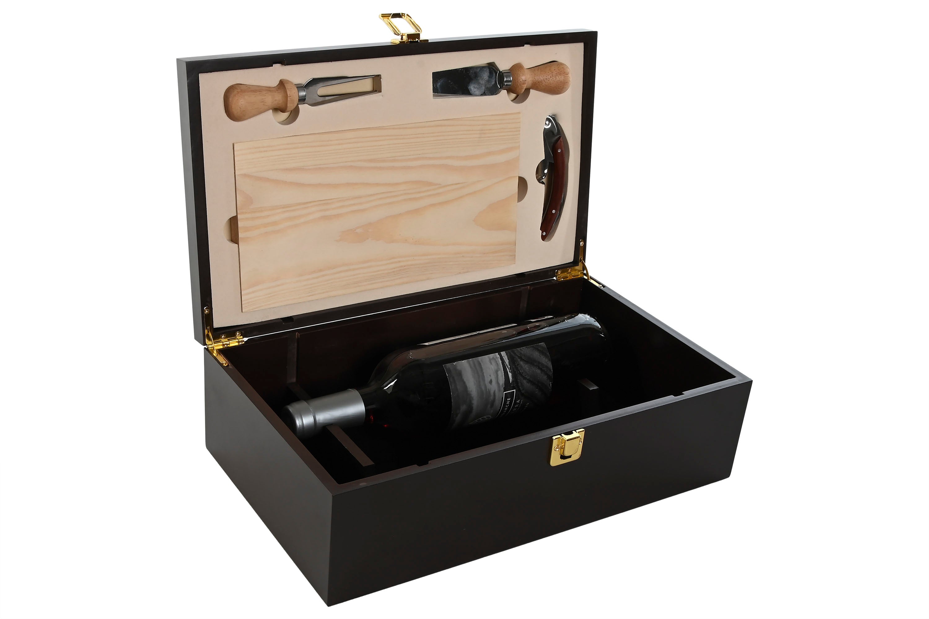 CAIXA DE VINHO + TÁBUA DE QUEIJO 36X21X12CM