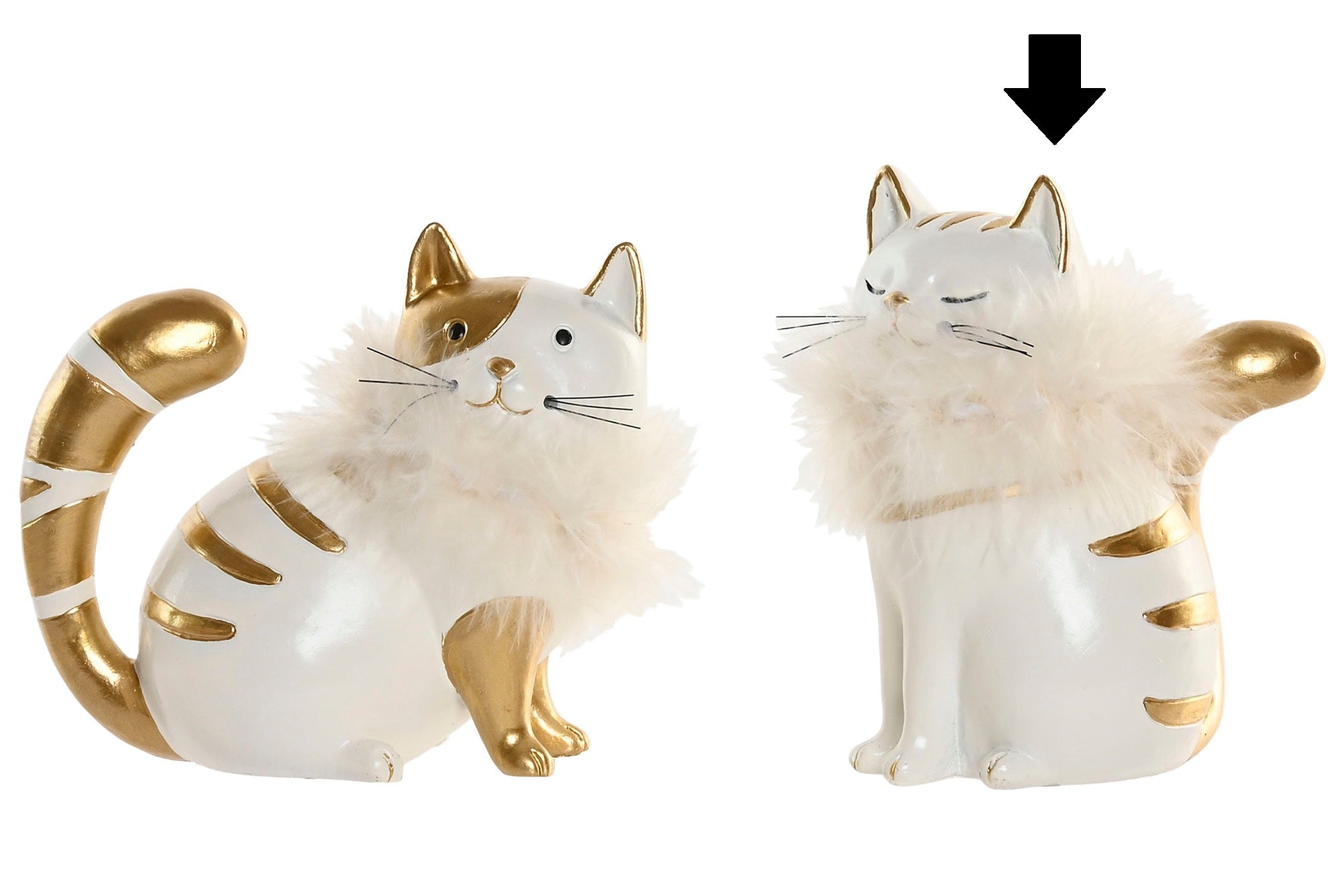 GATO BRANCO/DOURADO 8,5X7,5X11,5Cm