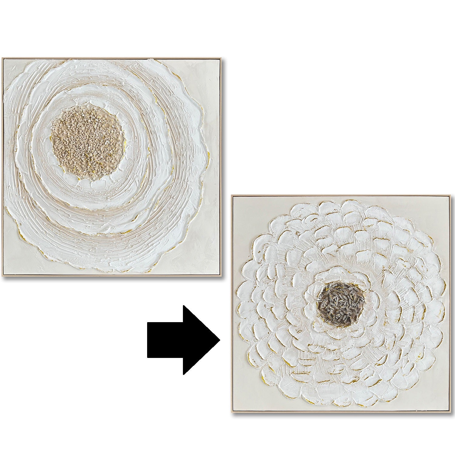 QUADRO FLOR CRU 102X102Cm