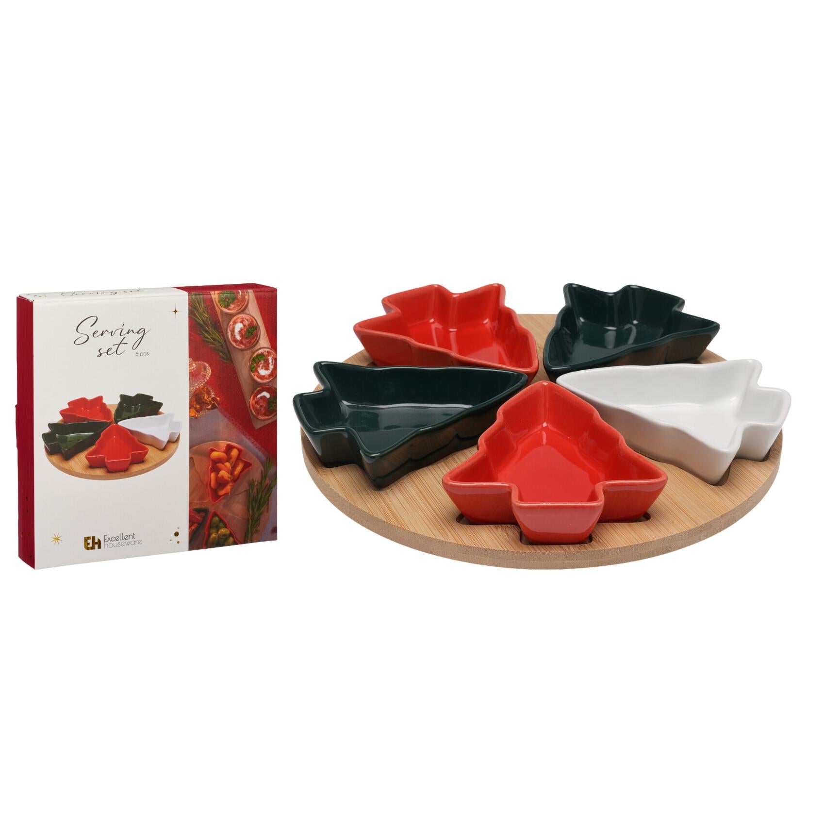 PRATO DE APERITIVOS ÁRVORES NATAL 27X27X5CM