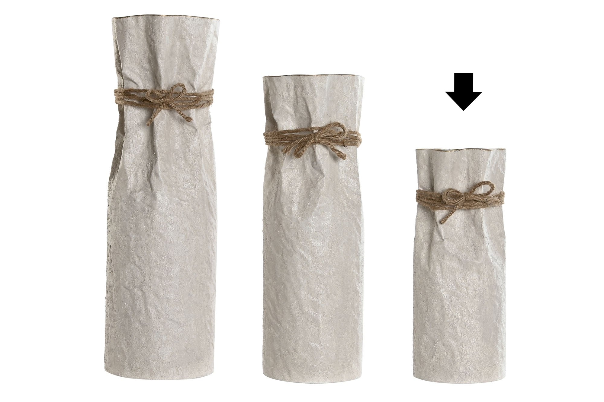 JARRA BEGE METAL/CORDA 13X35CM