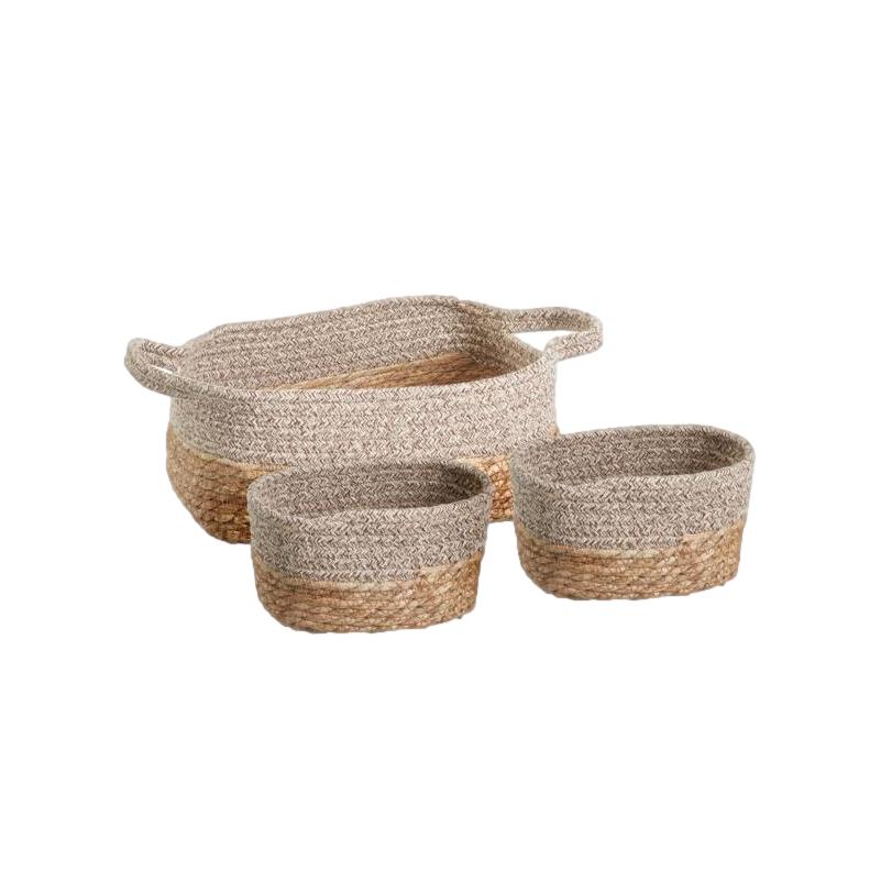 CONJ. 3 CESTOS CASTANHOS 30X22X11CM / 2x 20X14X9CM